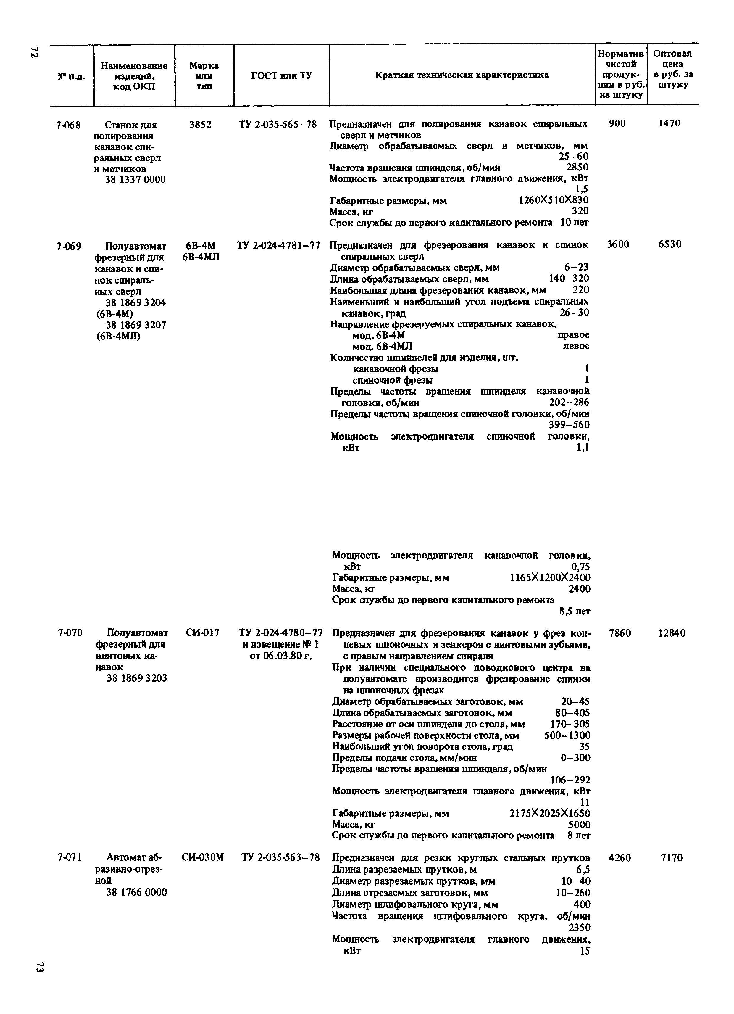 Прейскурант 18-01