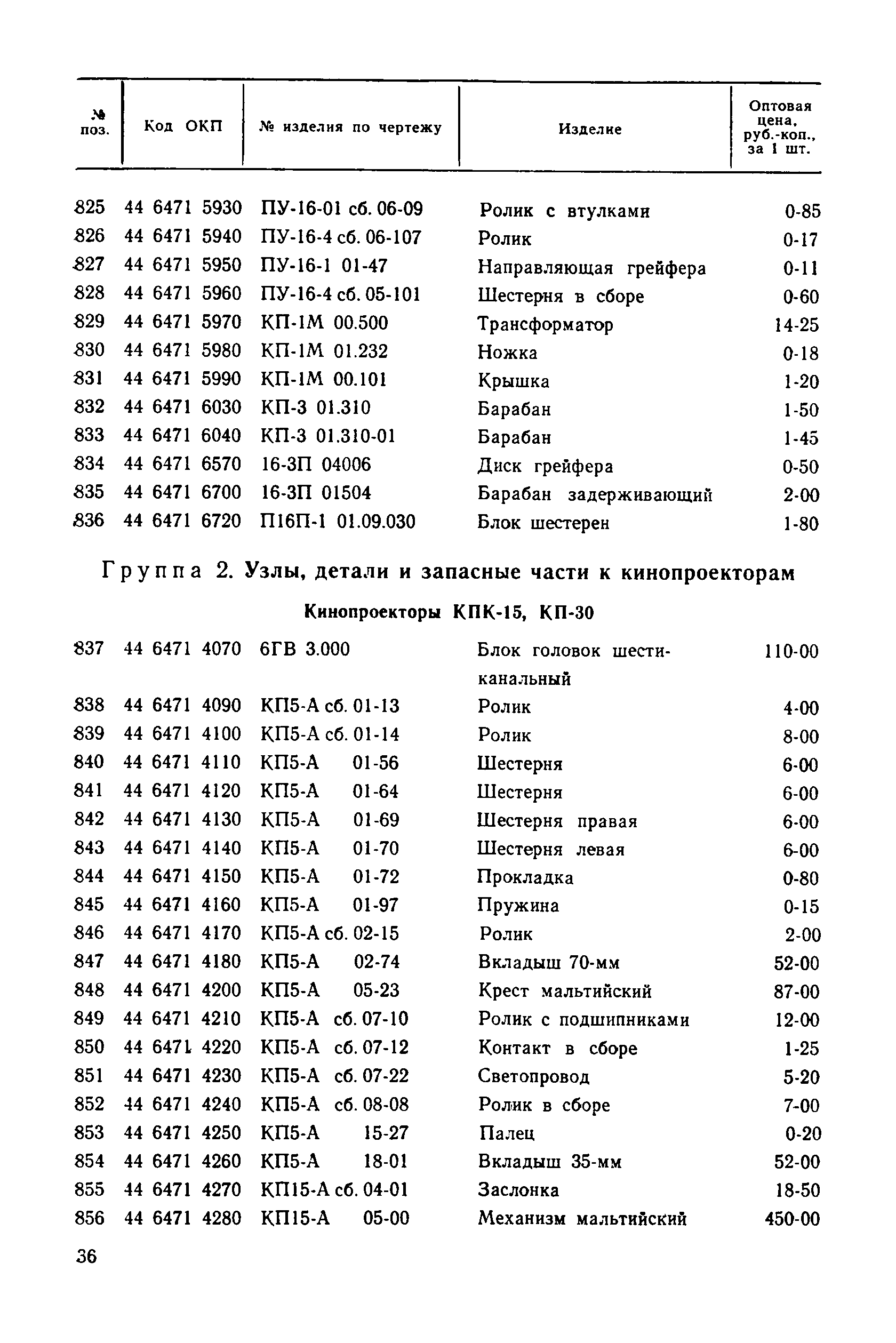 Прейскурант 27-01-30