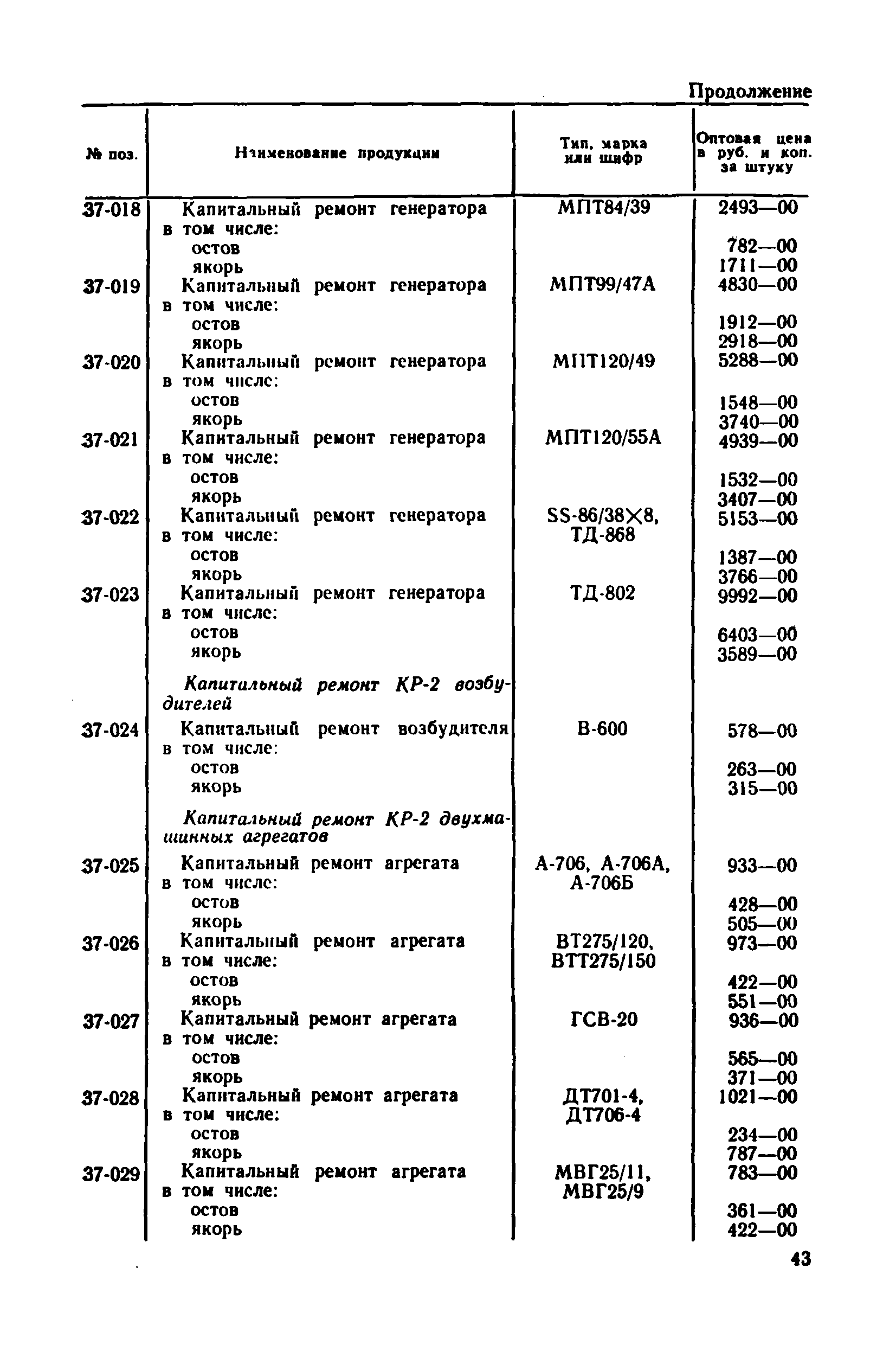 Прейскурант 26-01-16