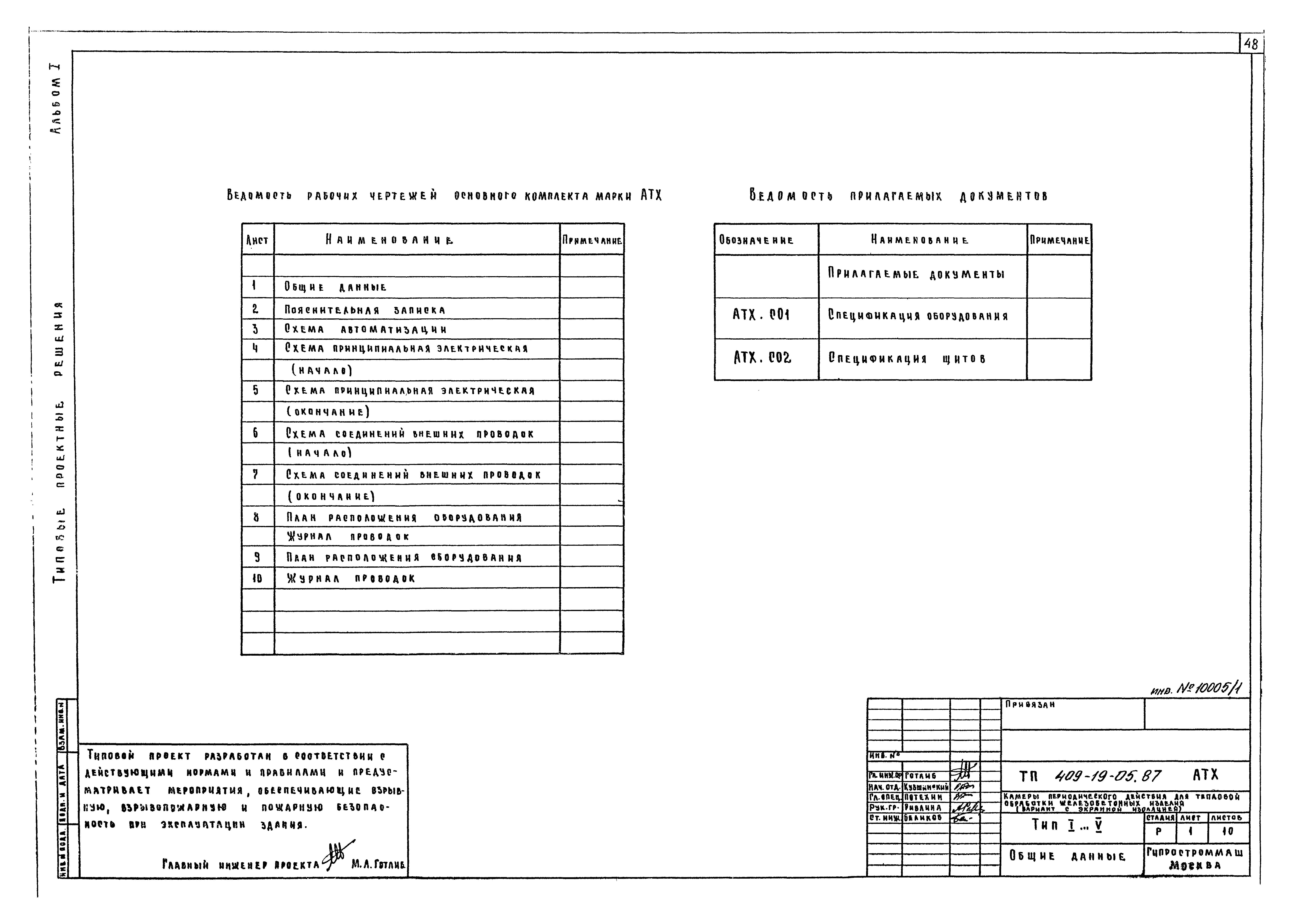 Типовые проектные решения 409-19-05.87