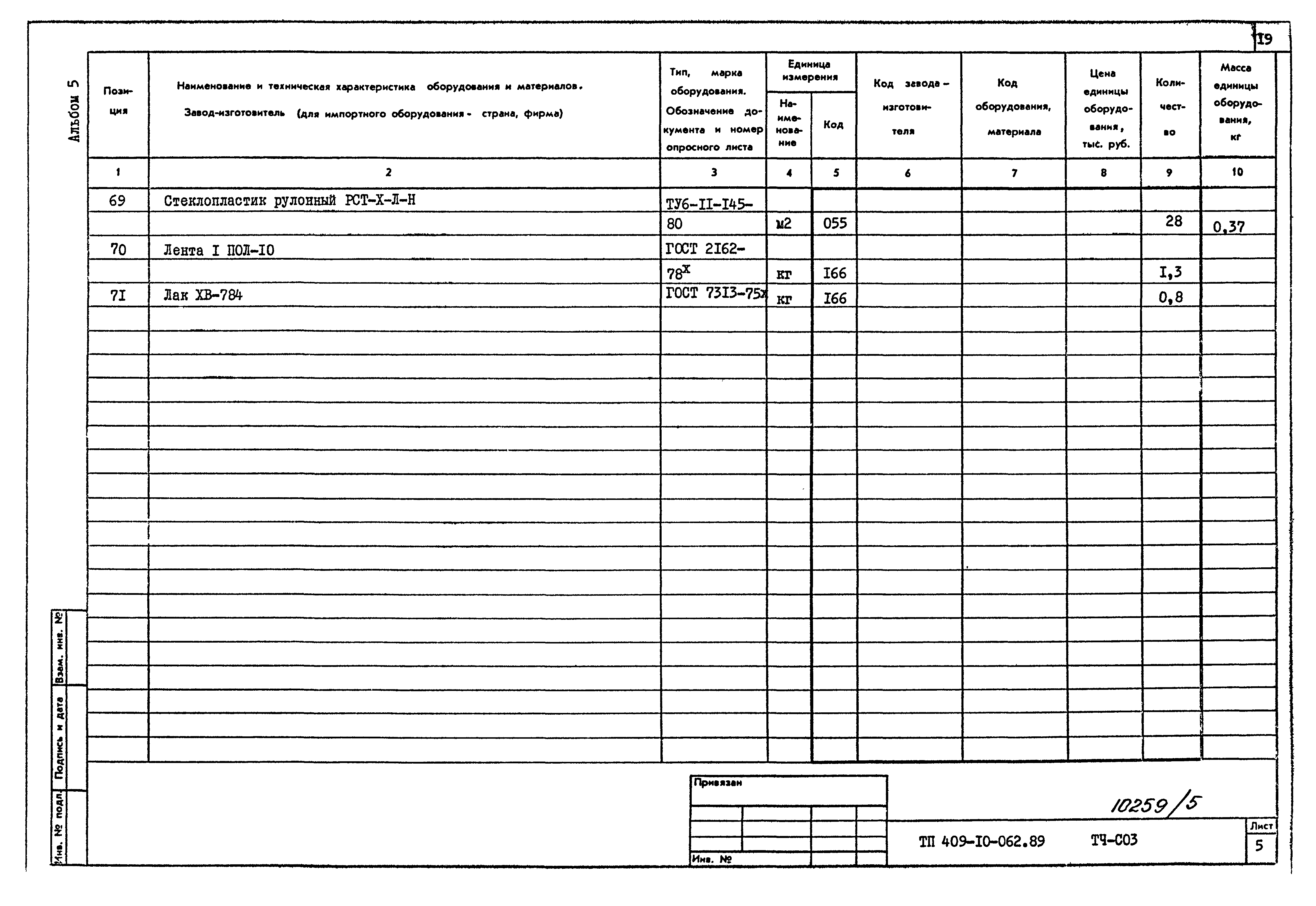 Типовые проектные решения 409-10-062.89