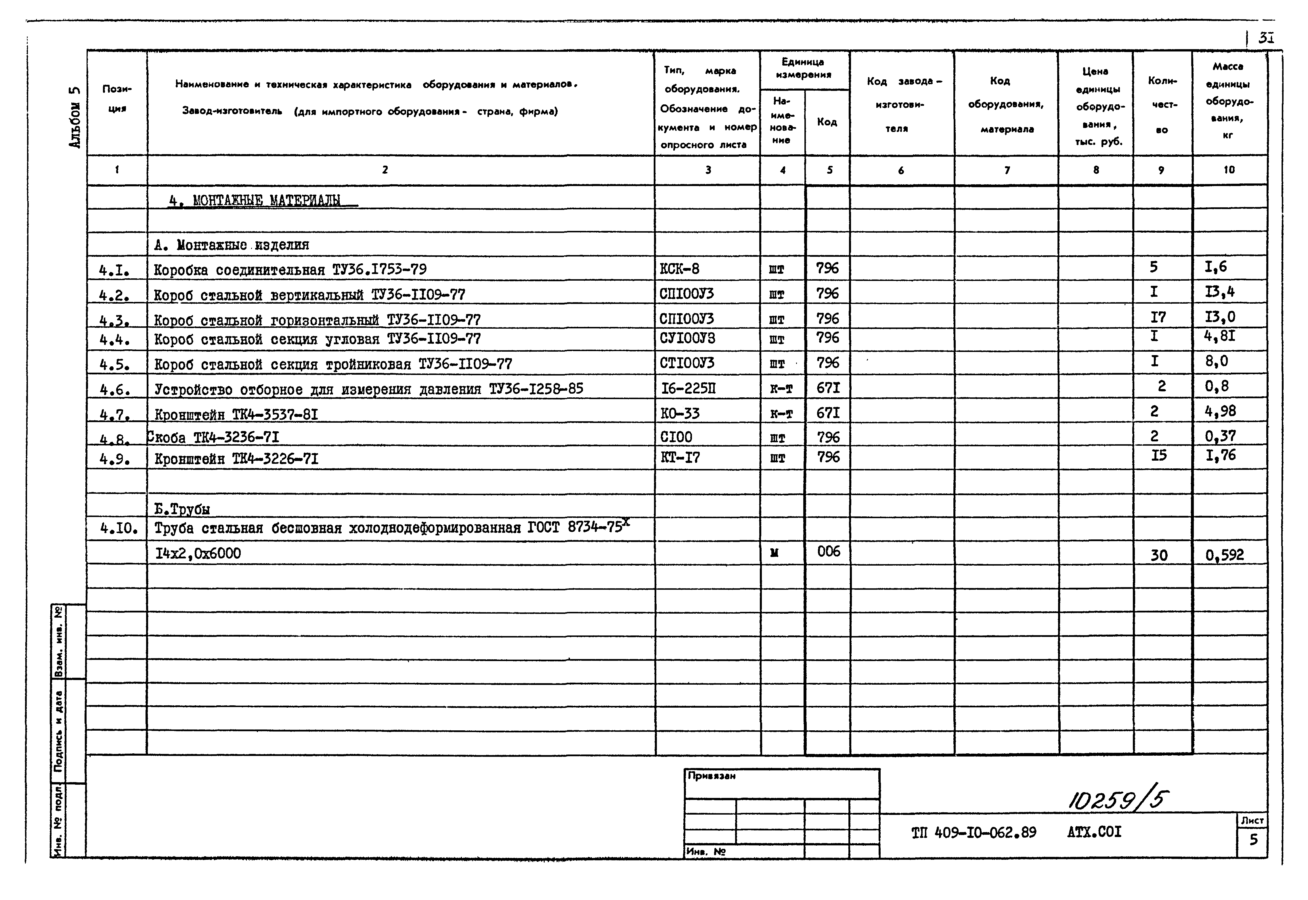 Типовые проектные решения 409-10-062.89