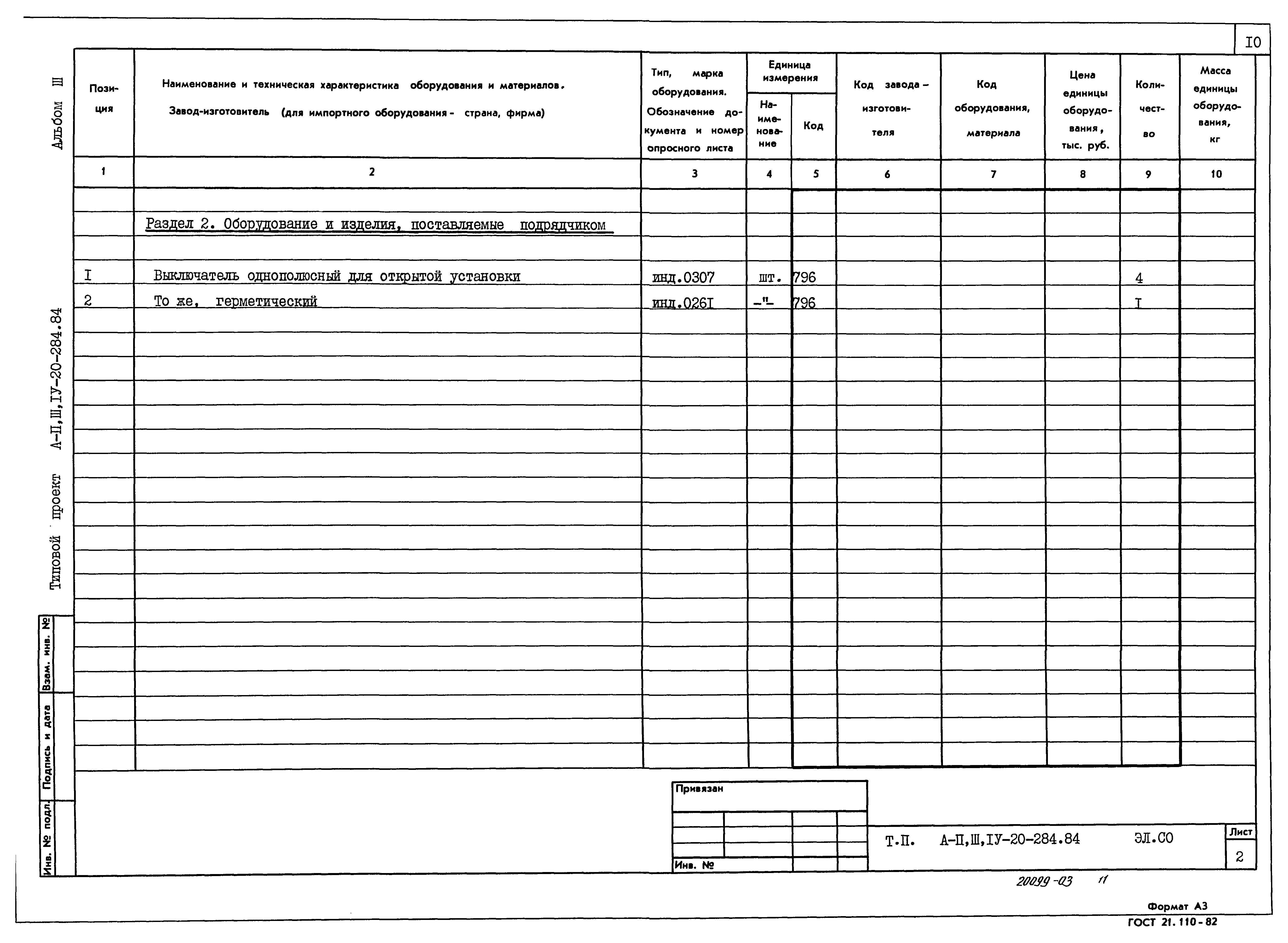 Типовой проект А-II,III,IV-20-284.84