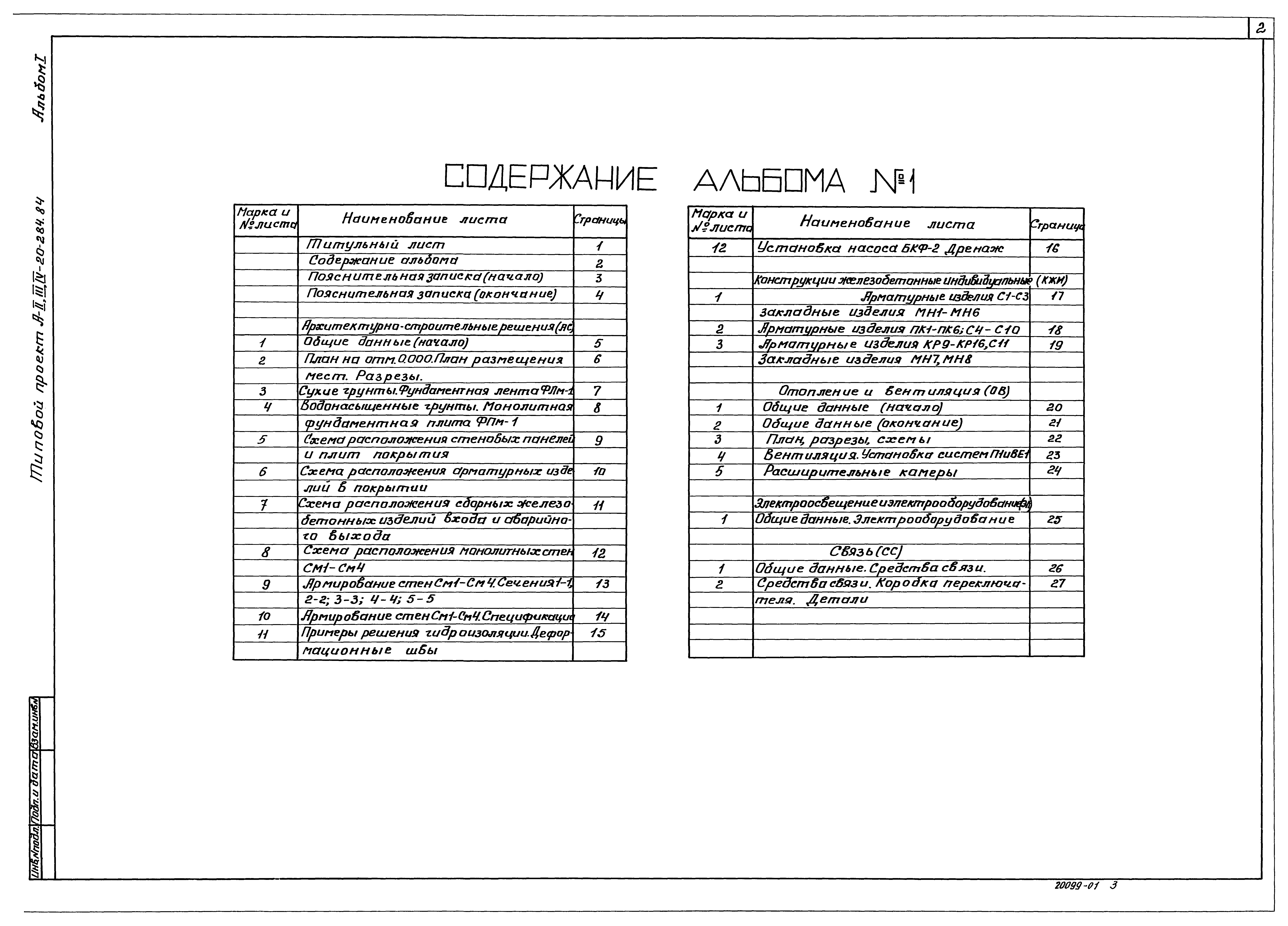 Типовой проект А-II,III,IV-20-284.84