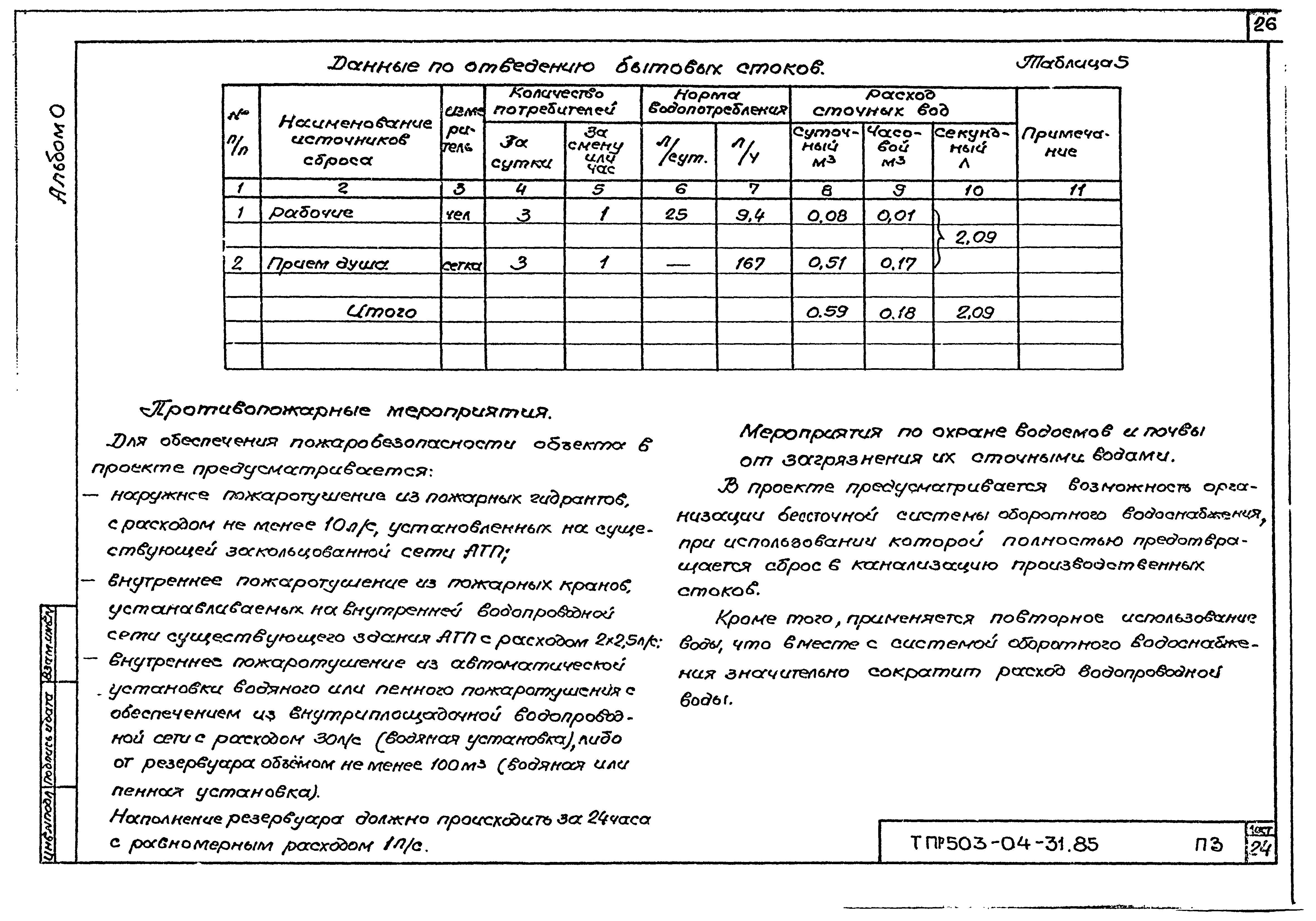 Типовые проектные решения 503-04-31.85