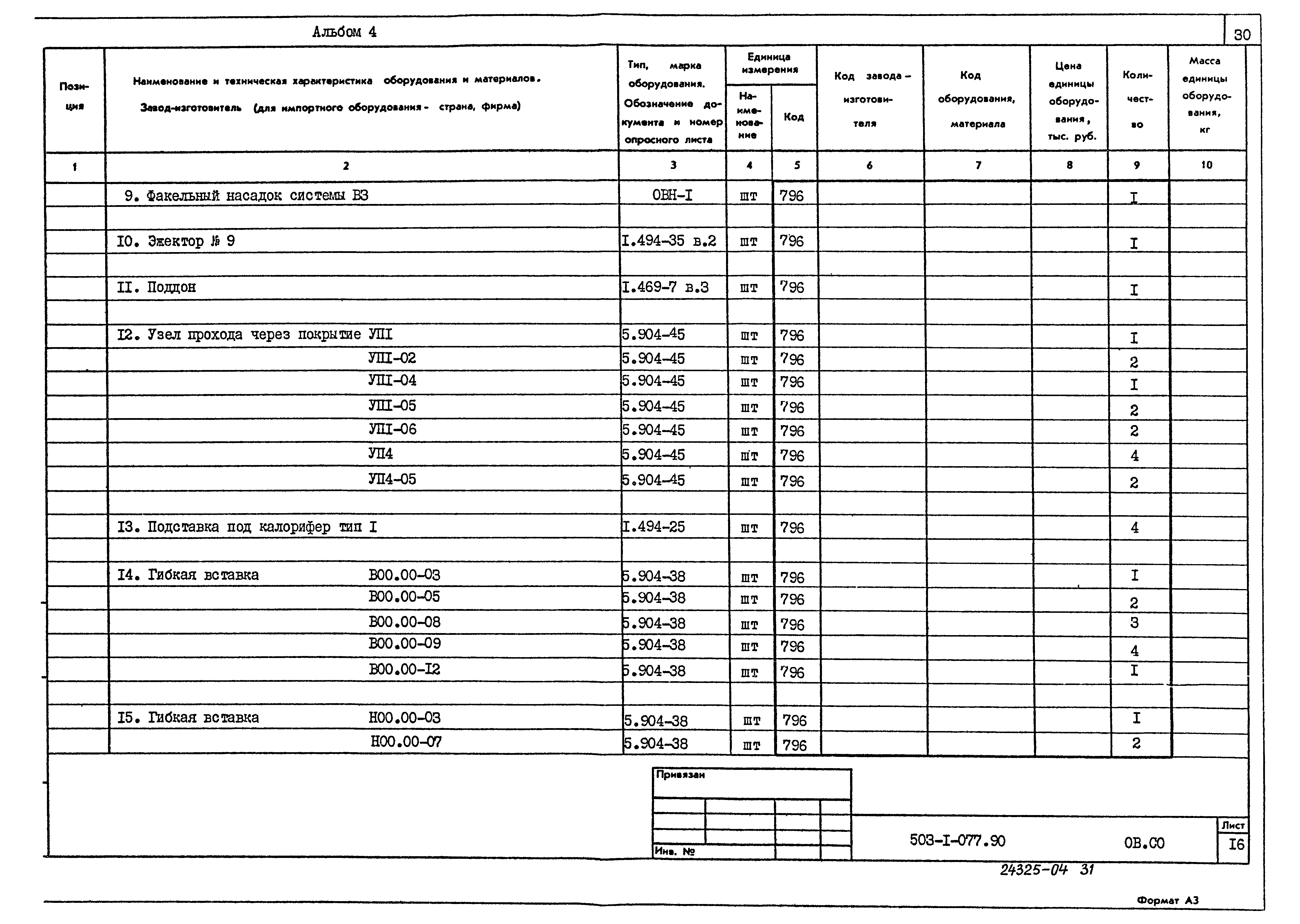 Типовые проектные решения 503-1-077.90