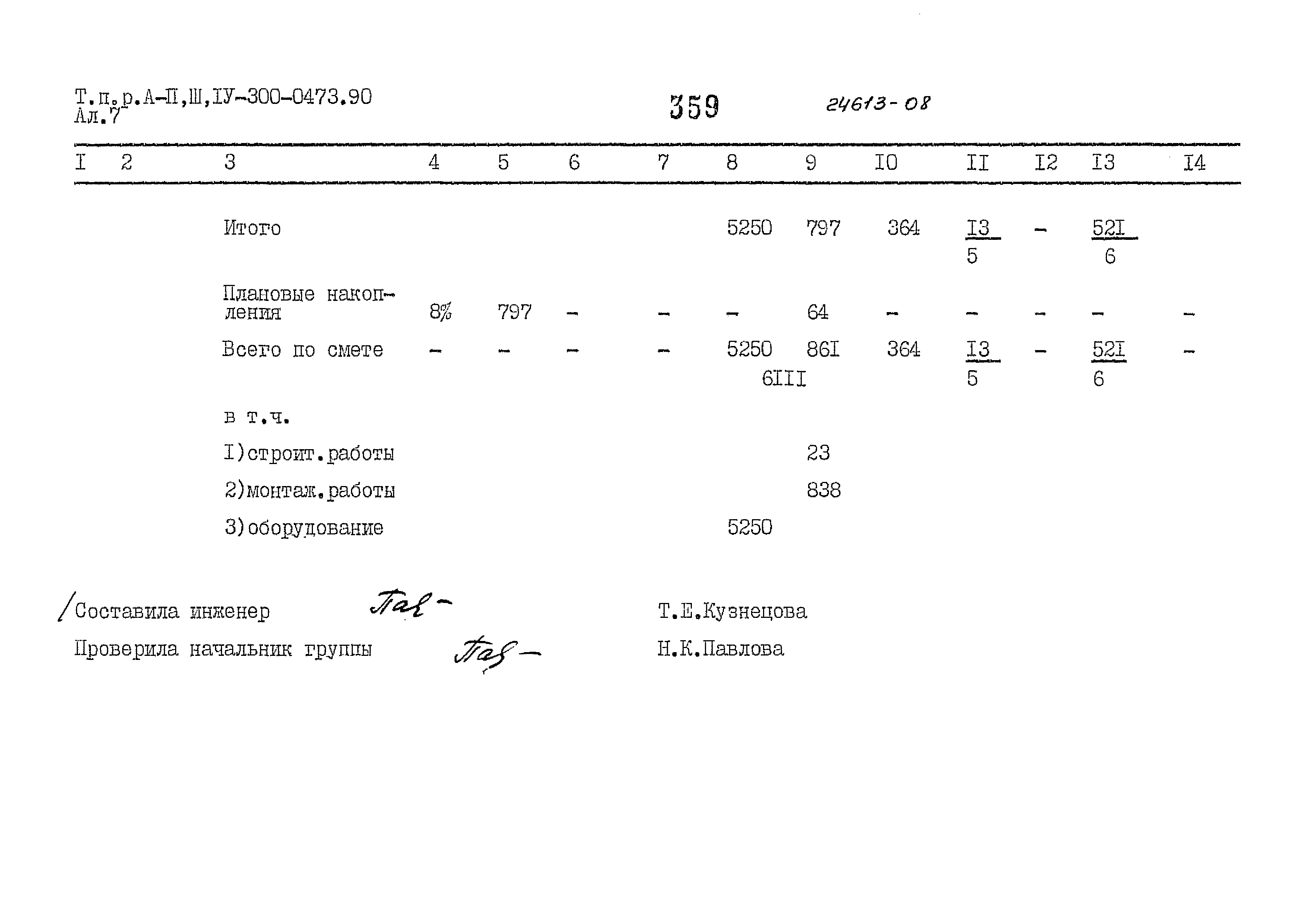 Типовые проектные решения А-II,III,IV-300-0473.90