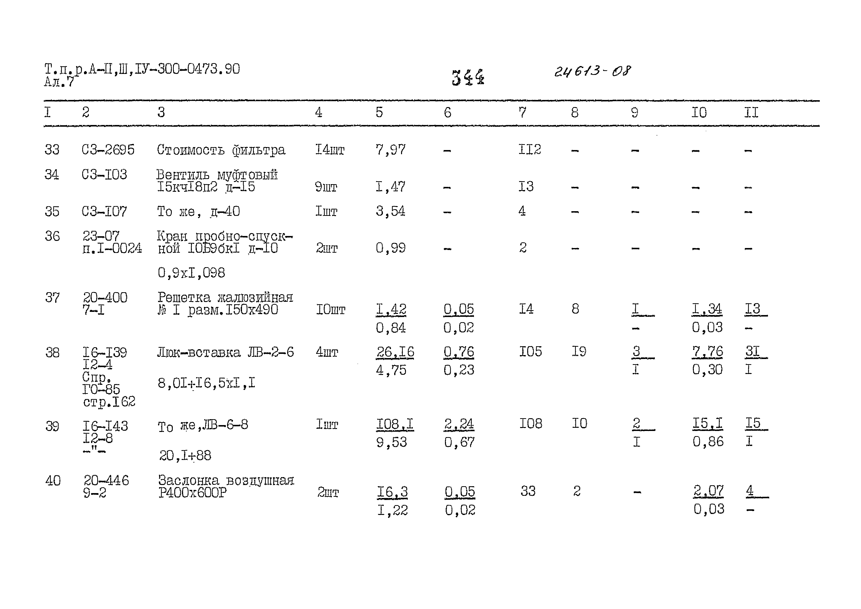 Типовые проектные решения А-II,III,IV-300-0473.90