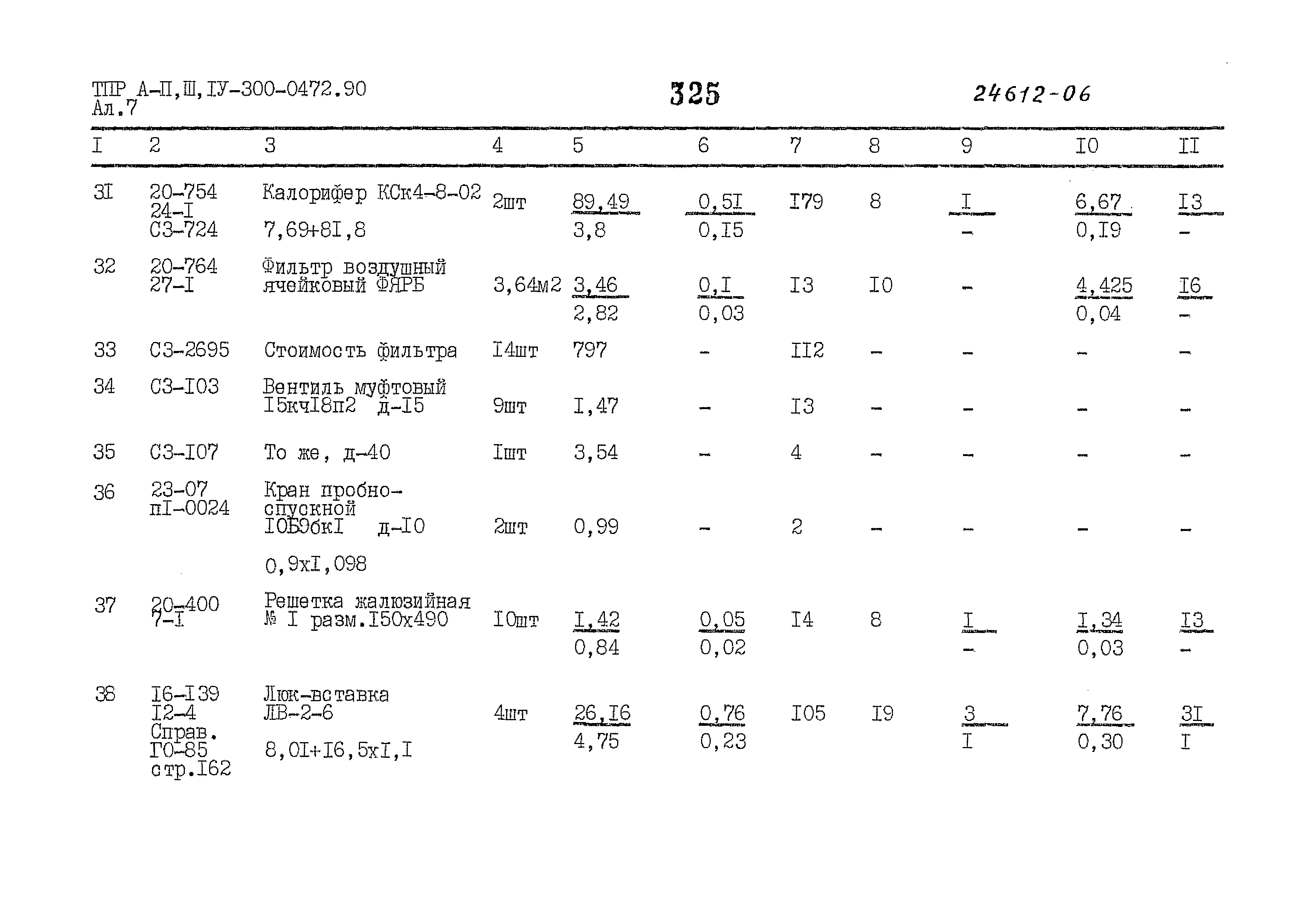 Типовые проектные решения А-II,III,IV-300-0472.90