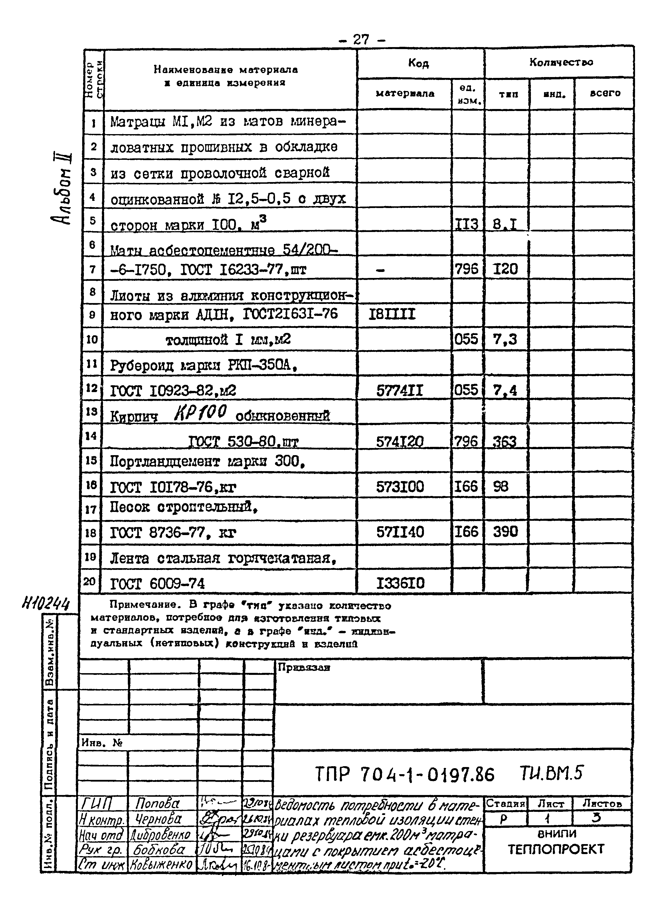 Типовые проектные решения 704-1-0197.86