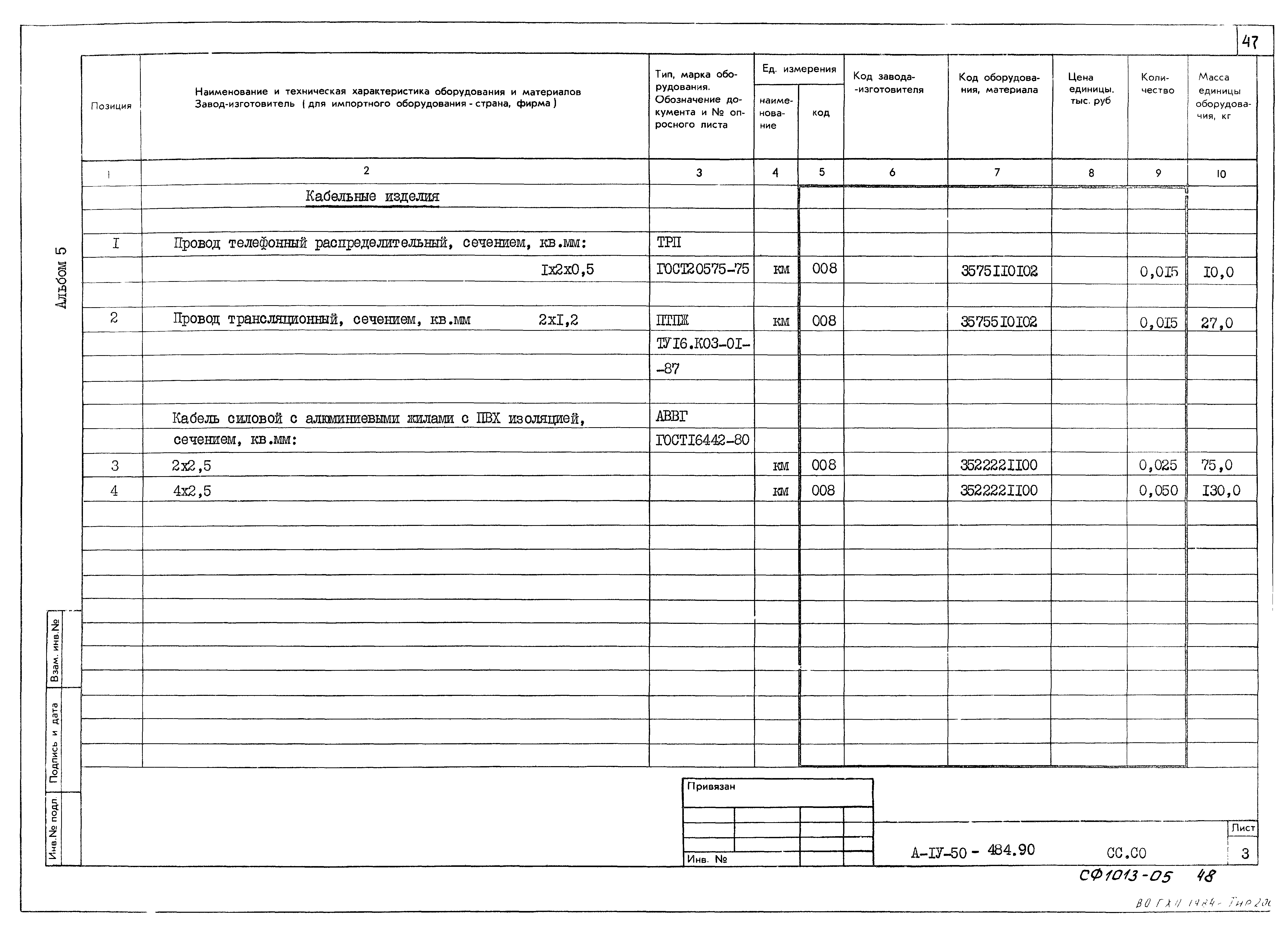 Типовой проект А-IV-50-484.90