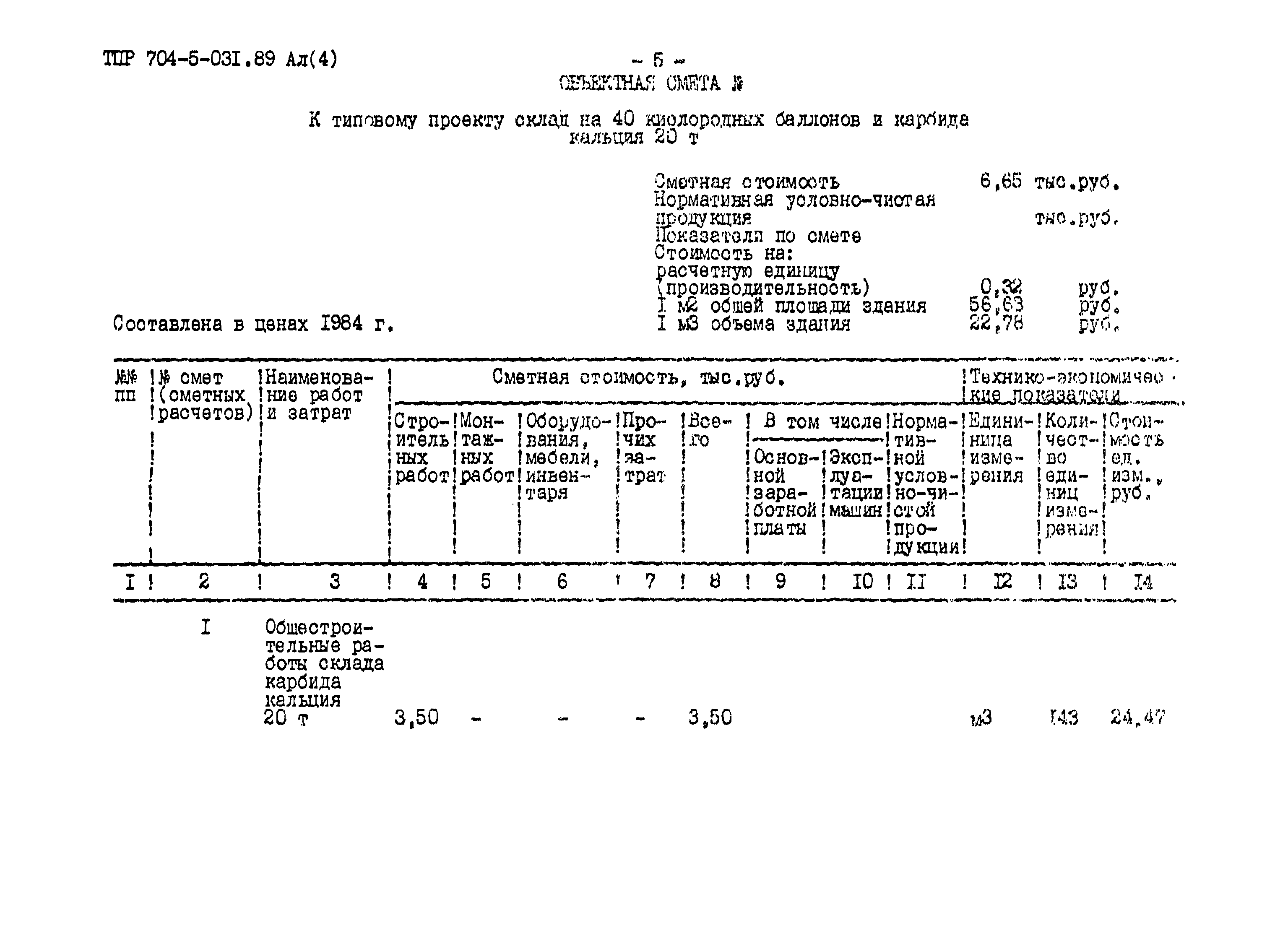 Типовые проектные решения 704-5-031.89