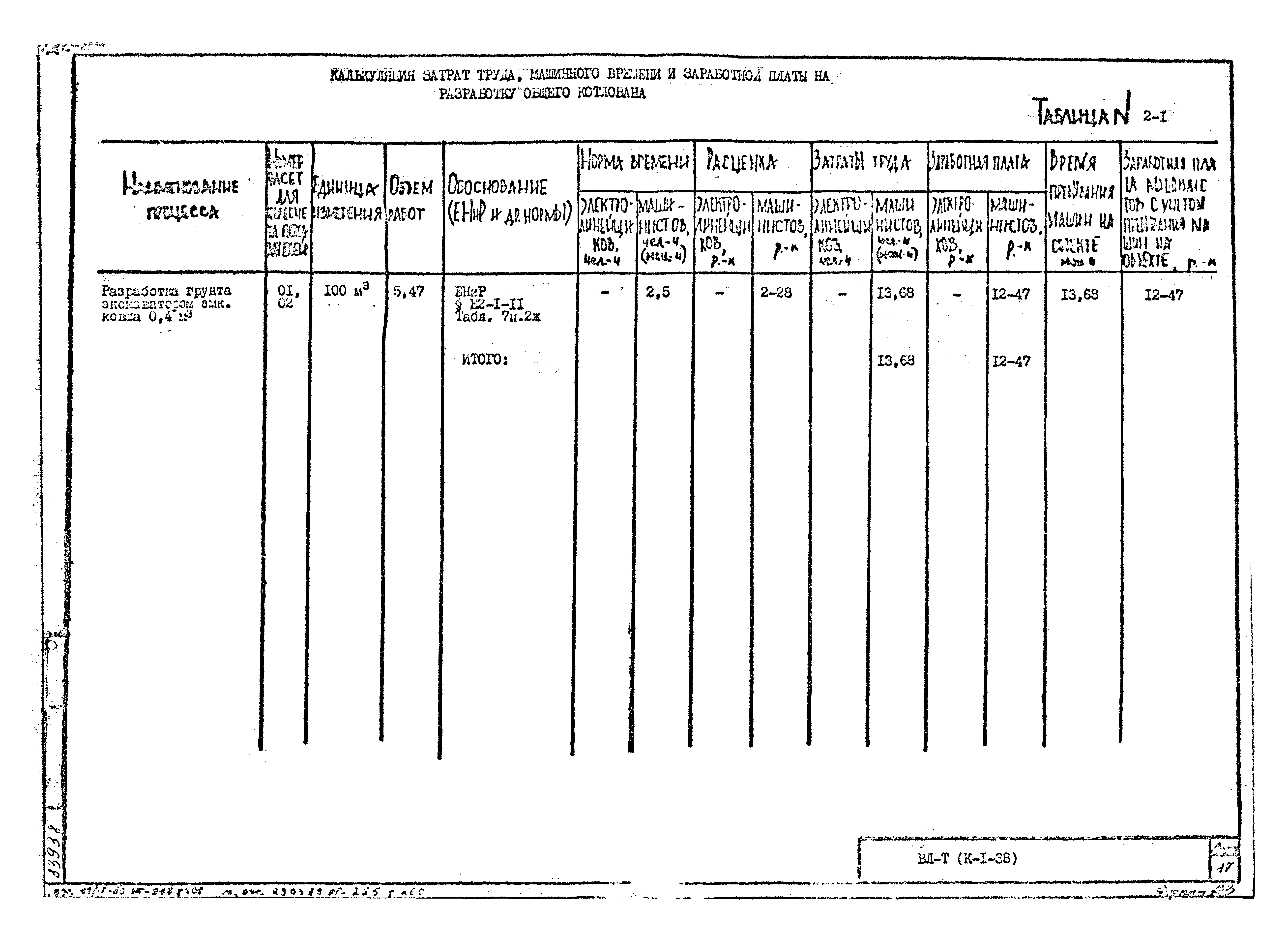 Технологическая карта К-1-38-2