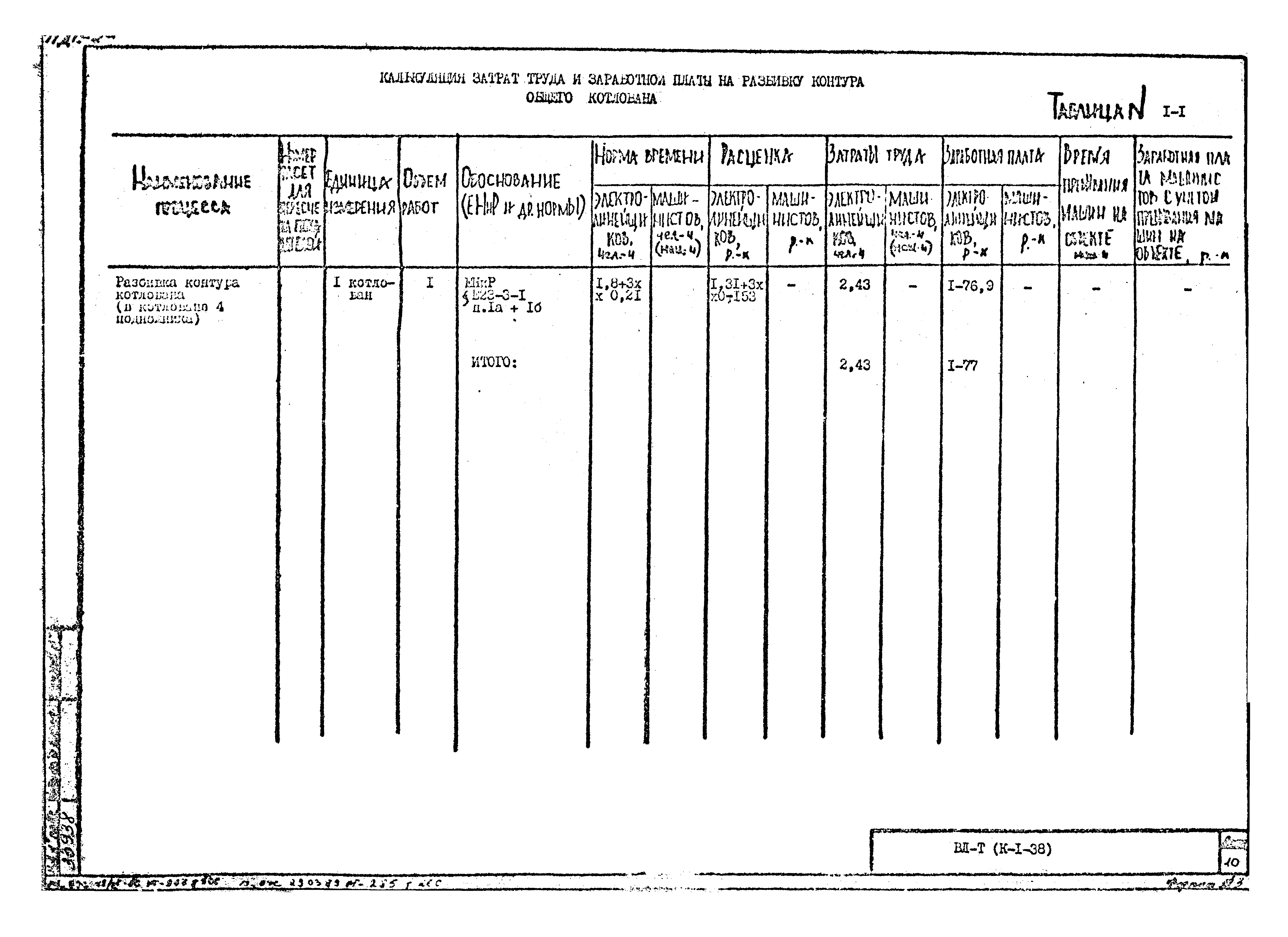 Технологическая карта К-1-38-1