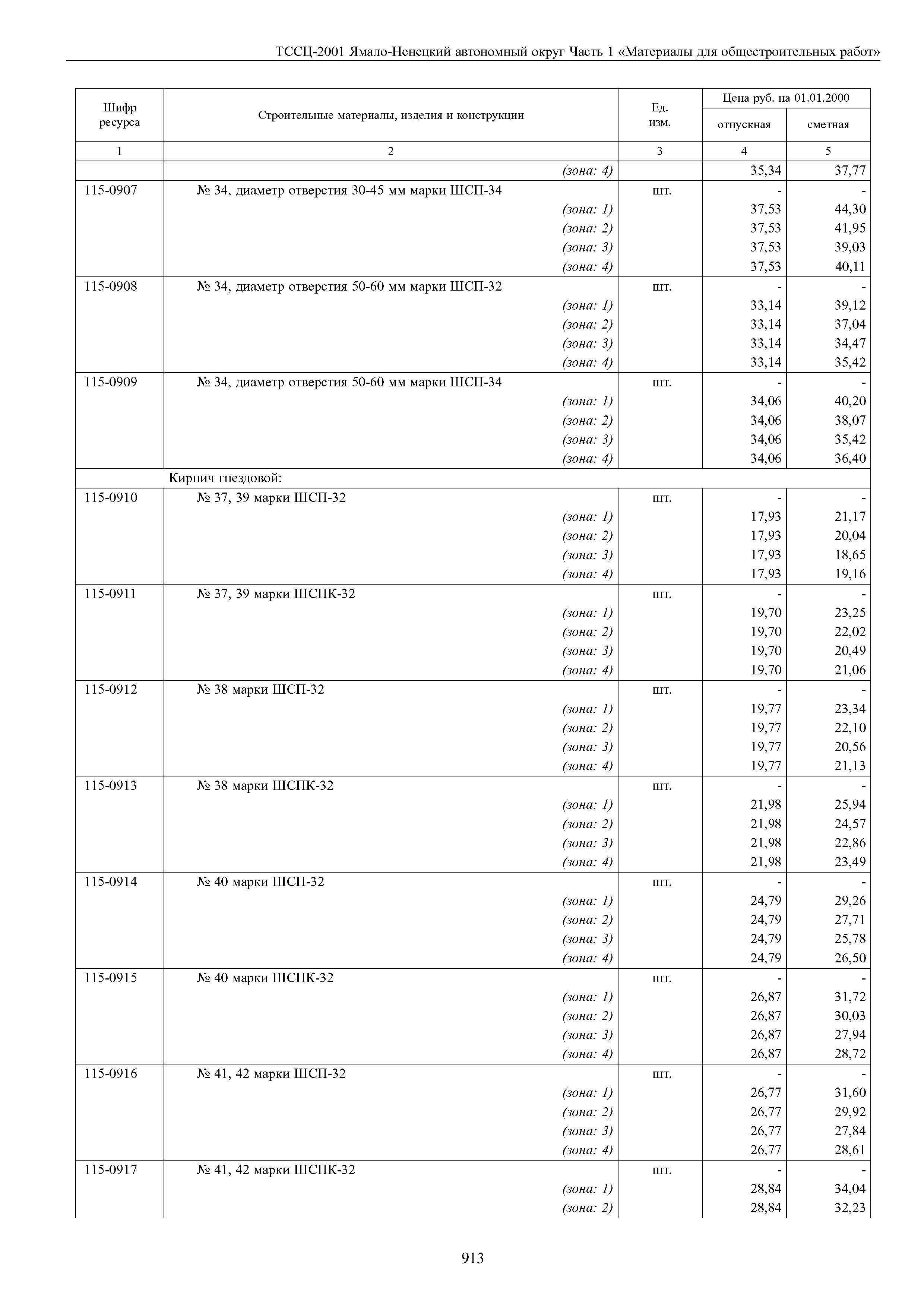 ТССЦ Ямало-Ненецкий автономный округ 01-2001