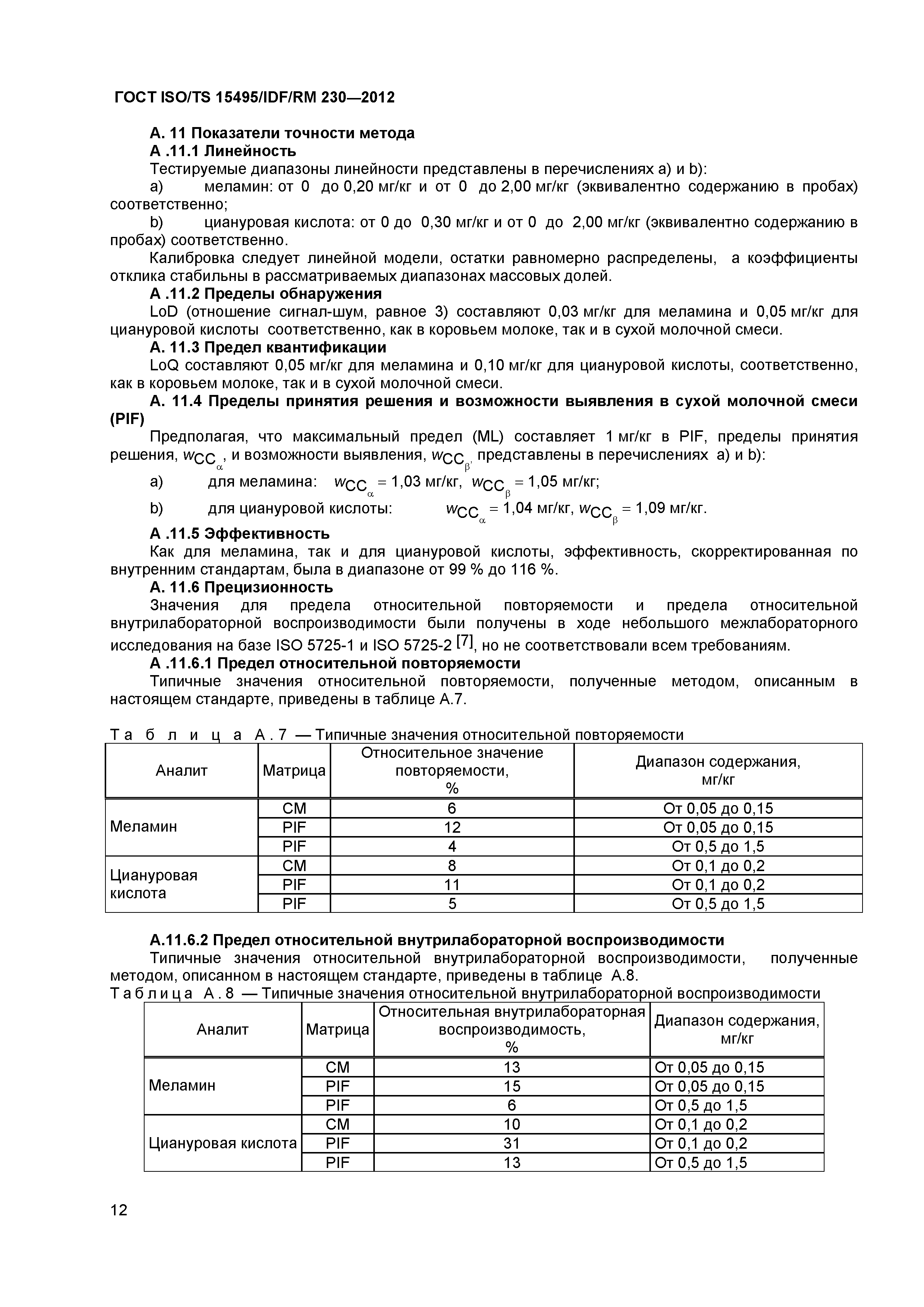 ГОСТ ISO/TS 15495/IDF/RM 230-2012