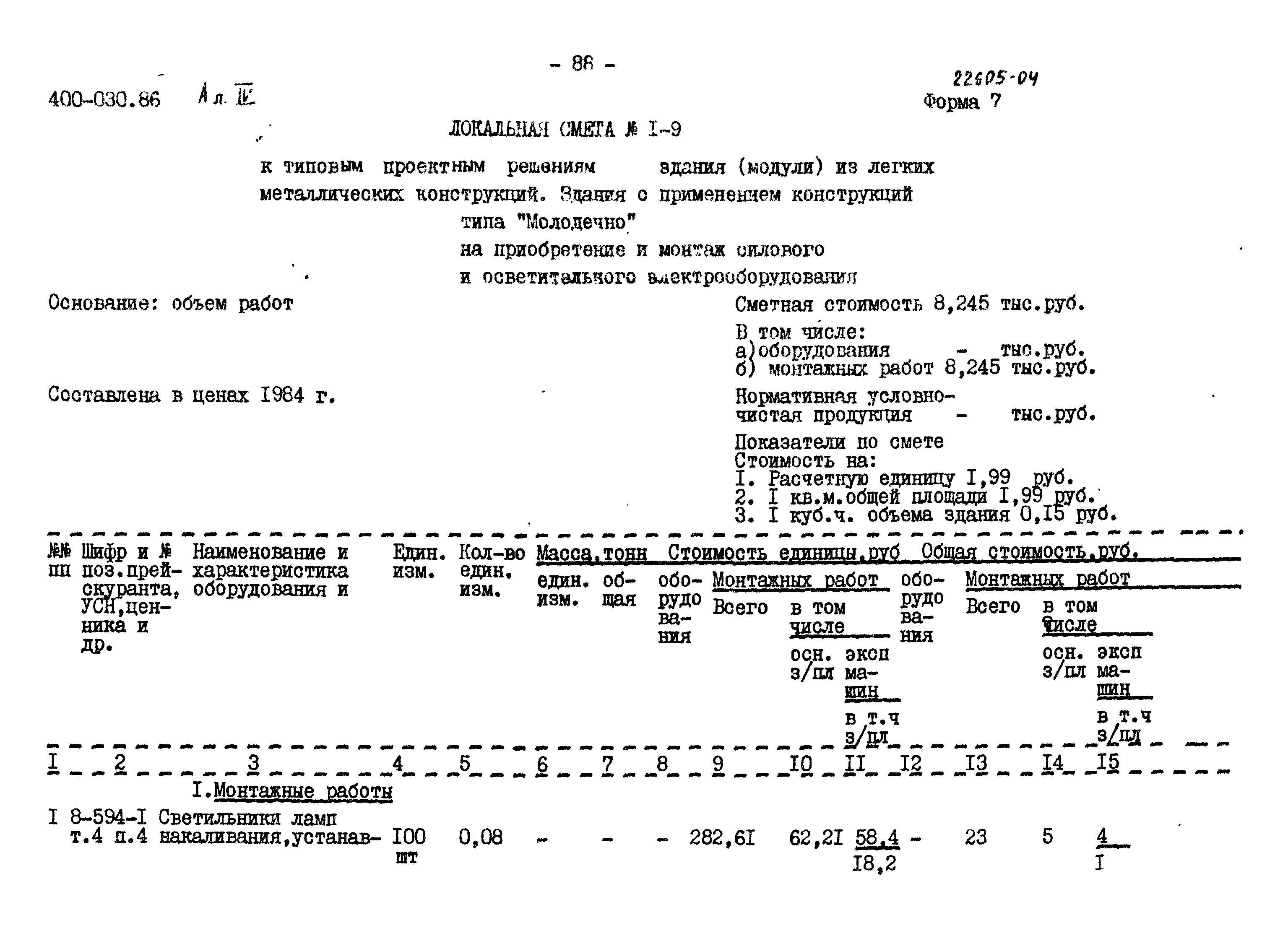 Типовые проектные решения 400-030.86