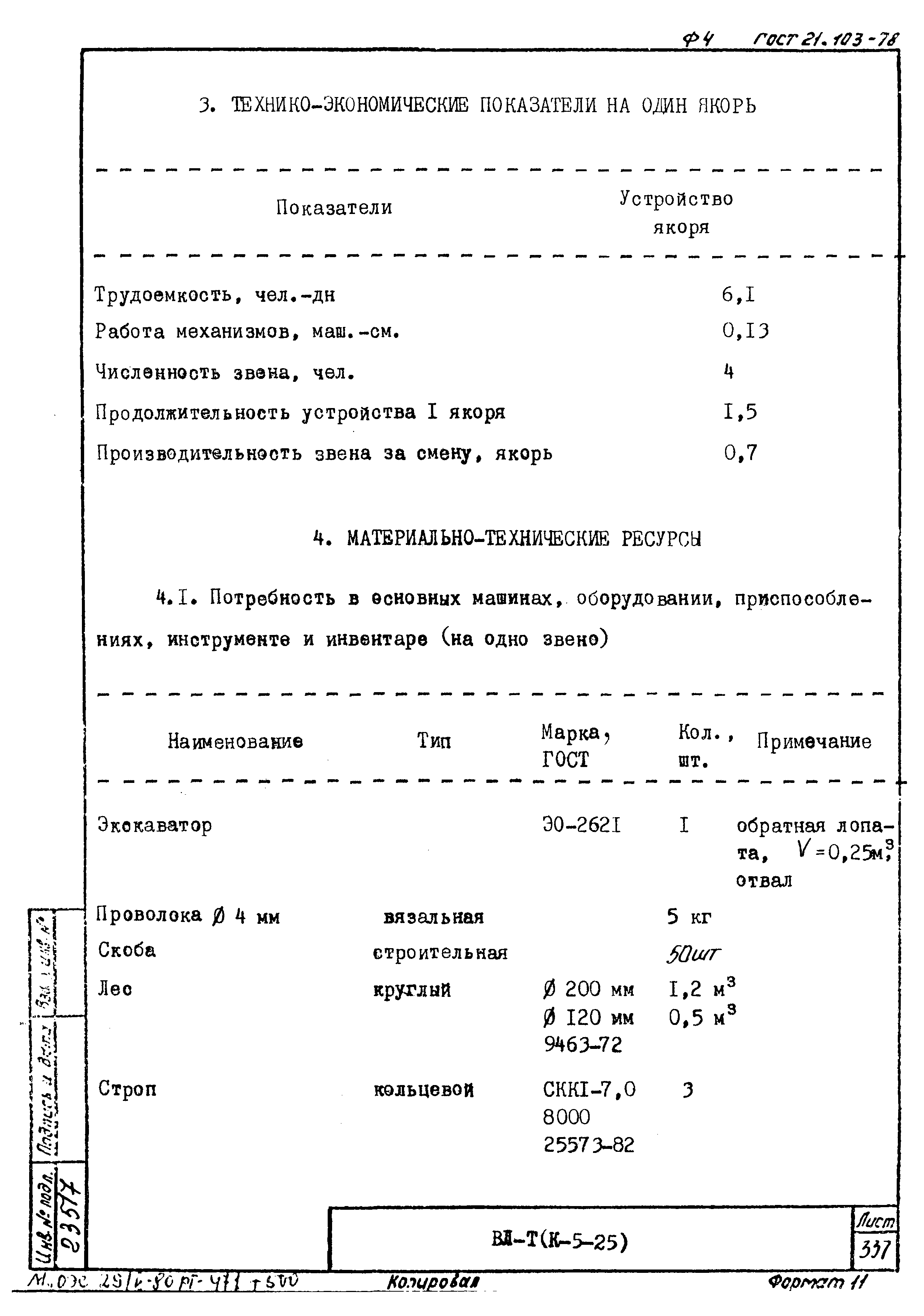 Технологическая карта К-5-25-35