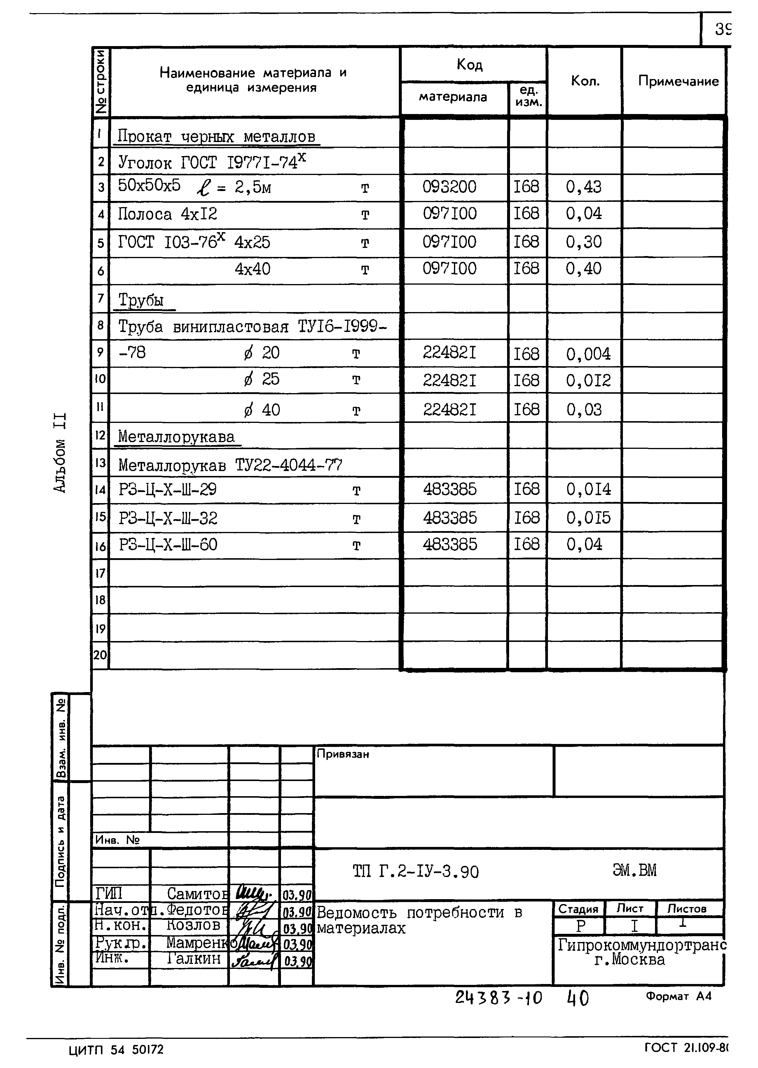 Типовой проект Г.2-IV-3.90