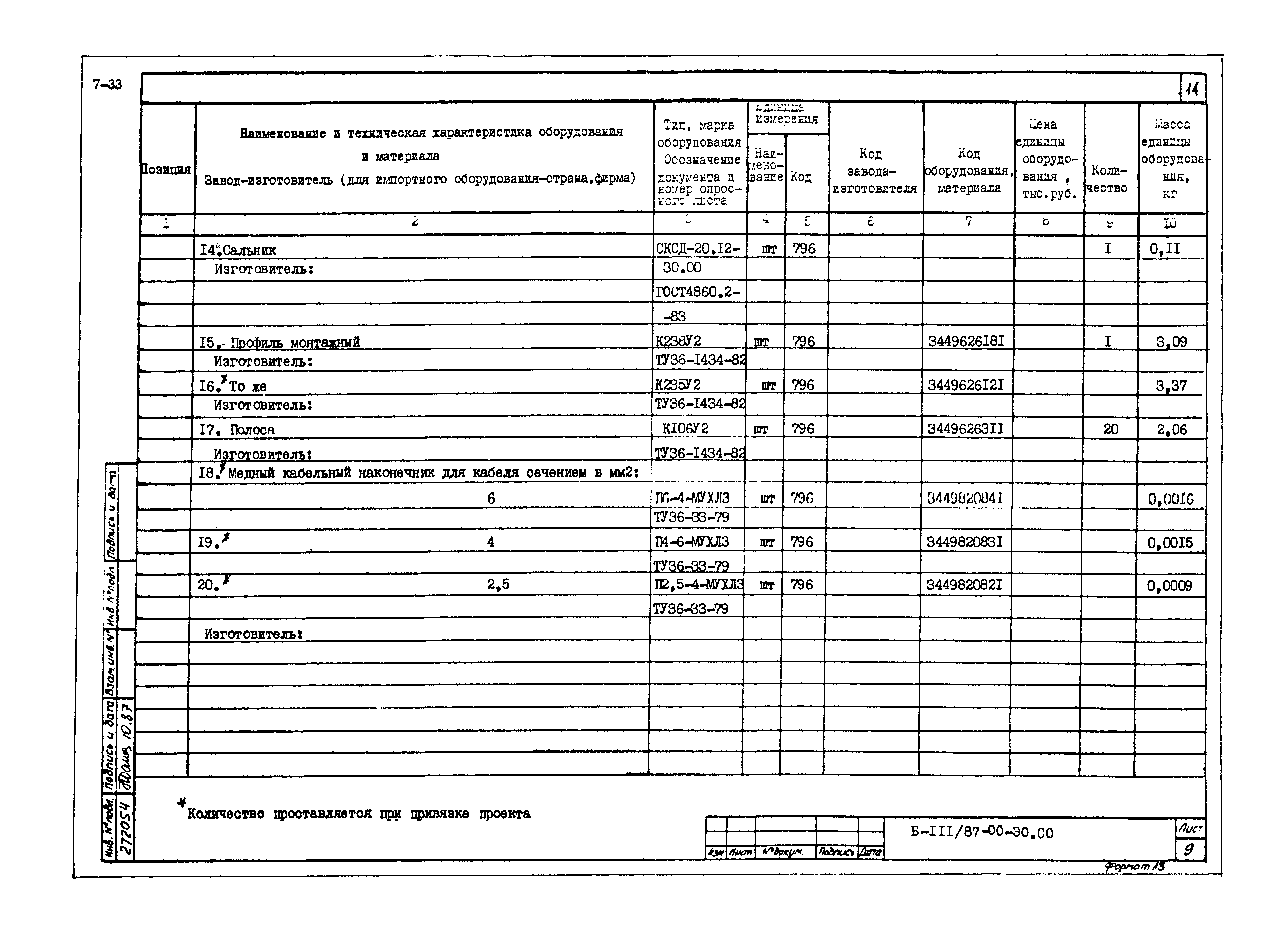 Типовой проект Б-111-87