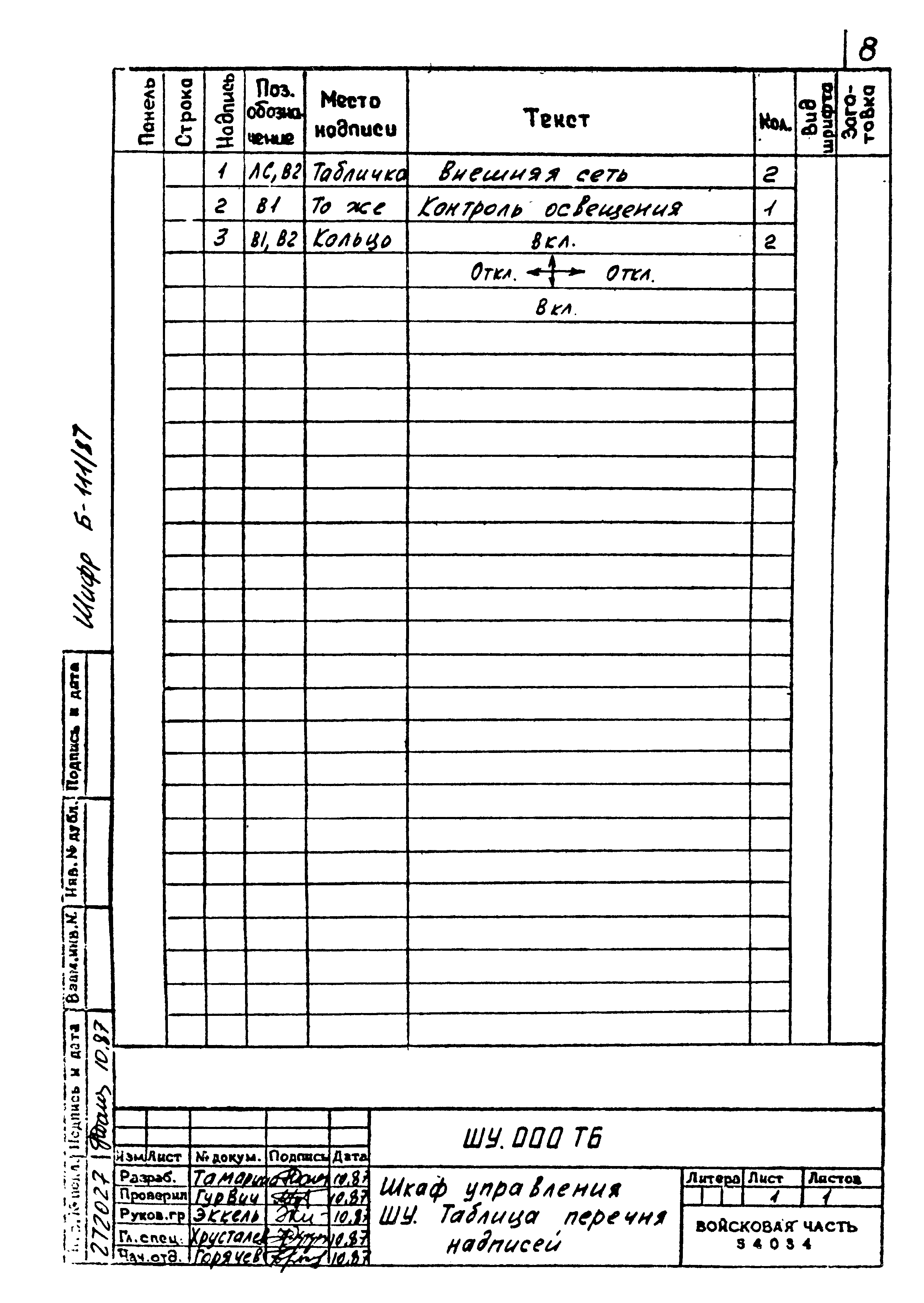 Типовой проект Б-111-87