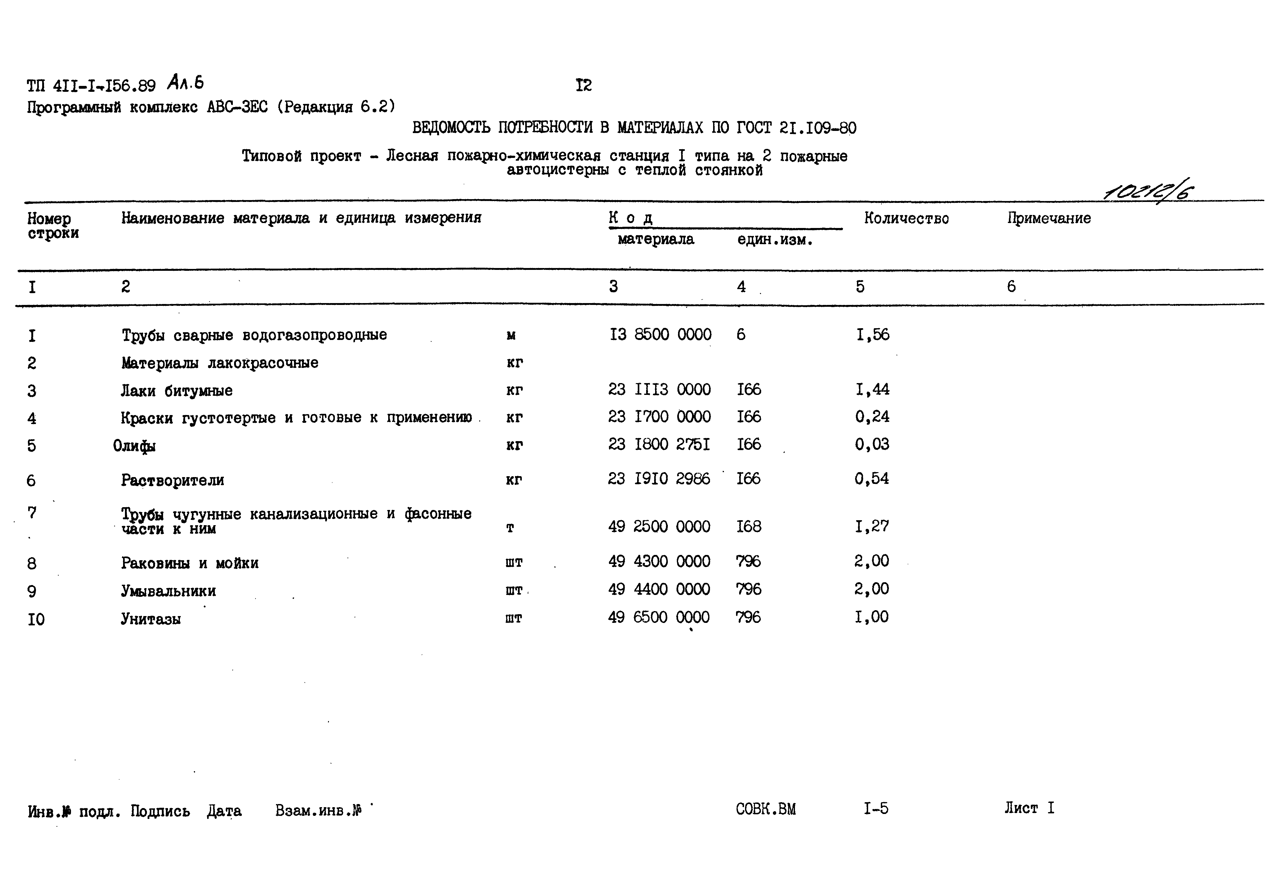 Типовой проект 411-1-156.89