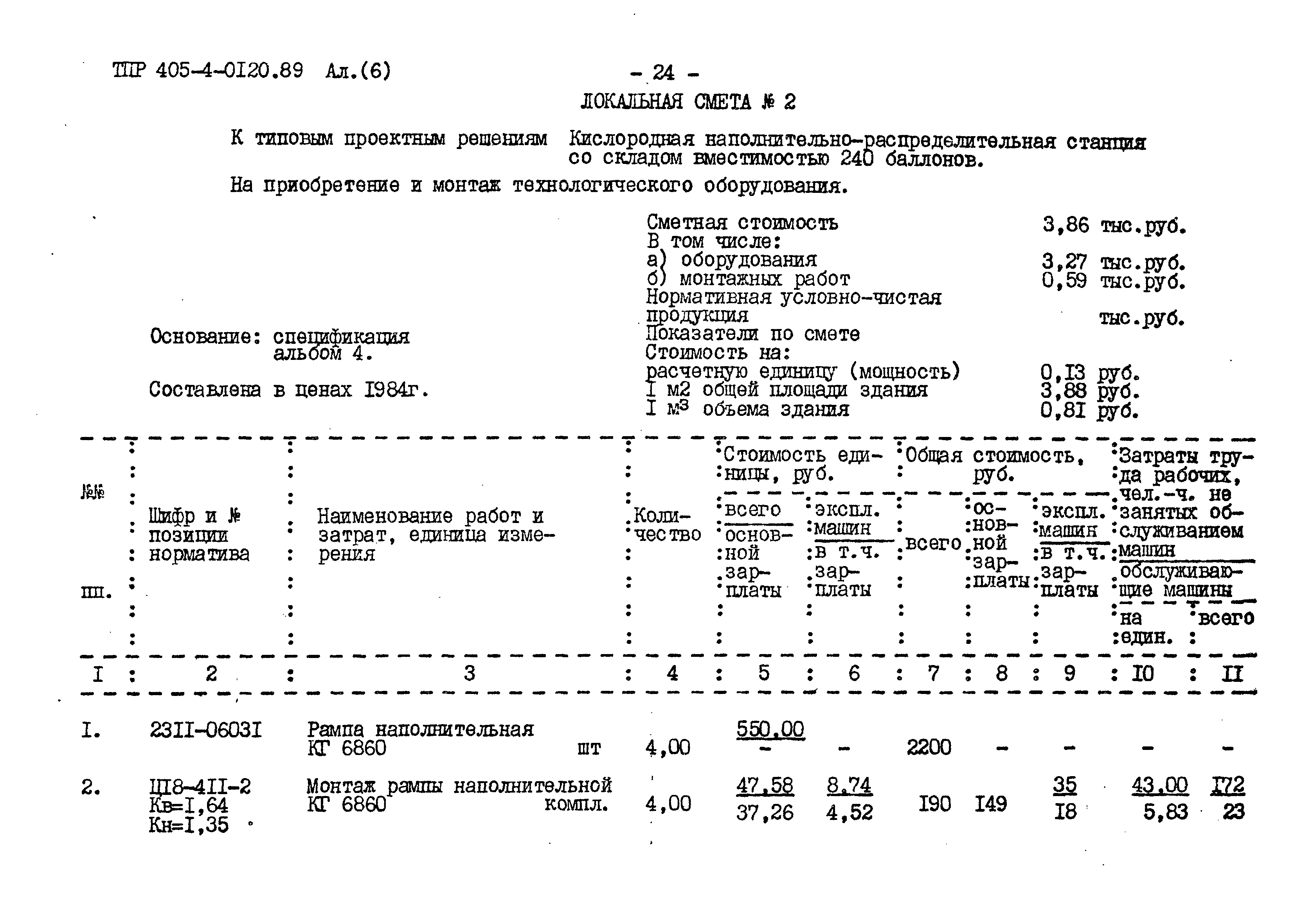 Типовые проектные решения 405-4-0120.89