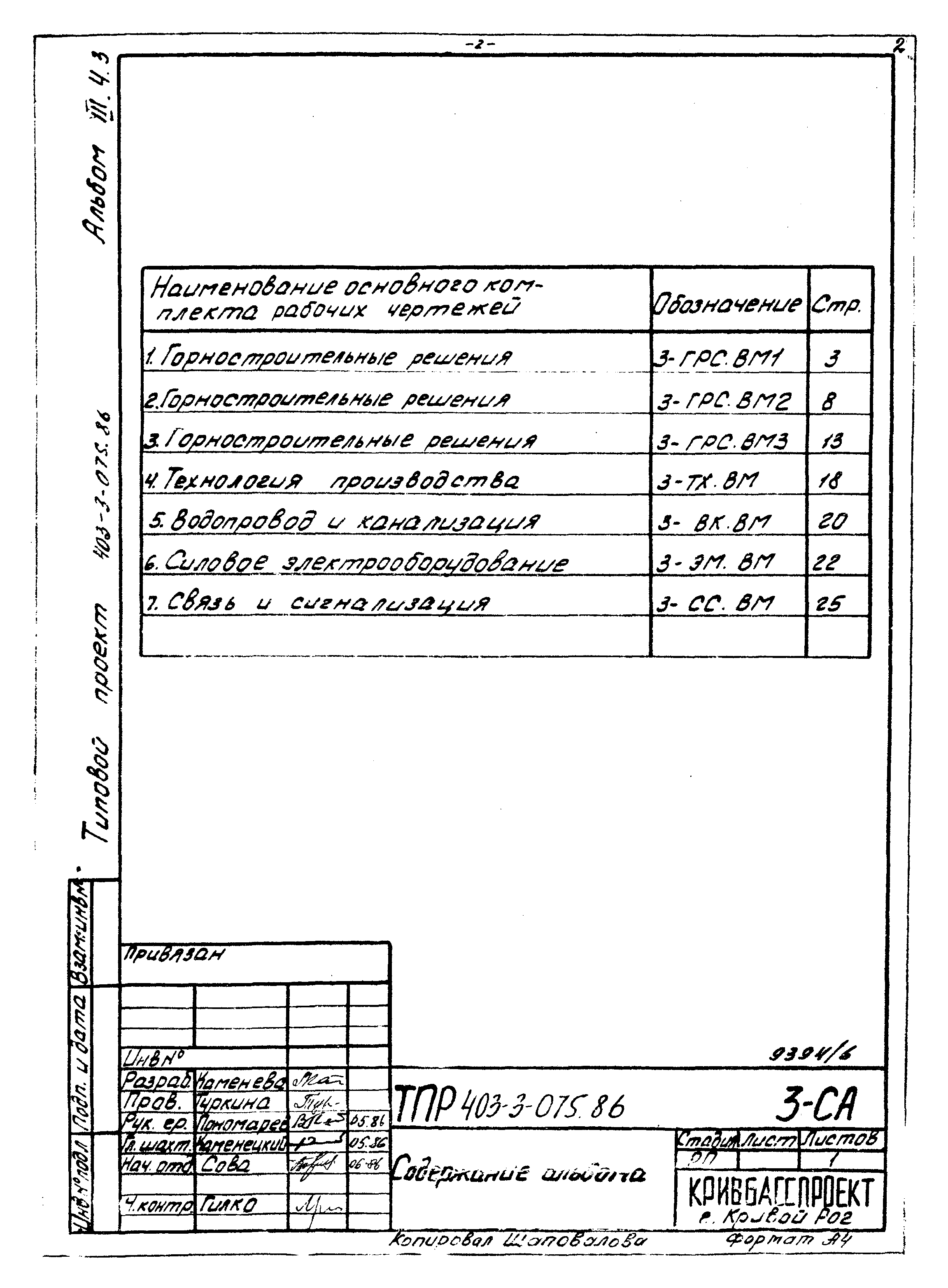 Типовые проектные решения 403-3-075.86