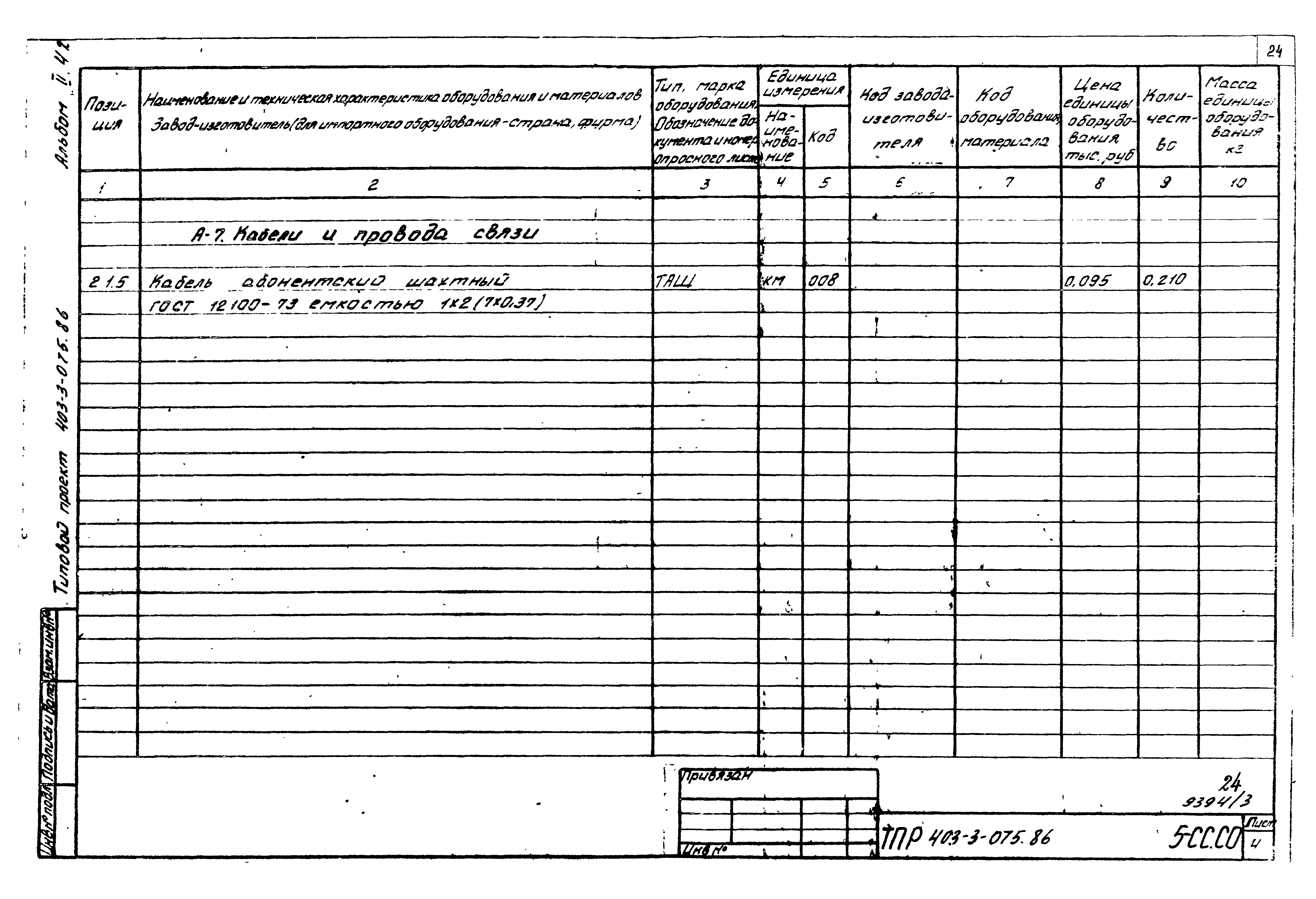 Типовые проектные решения 403-3-075.86