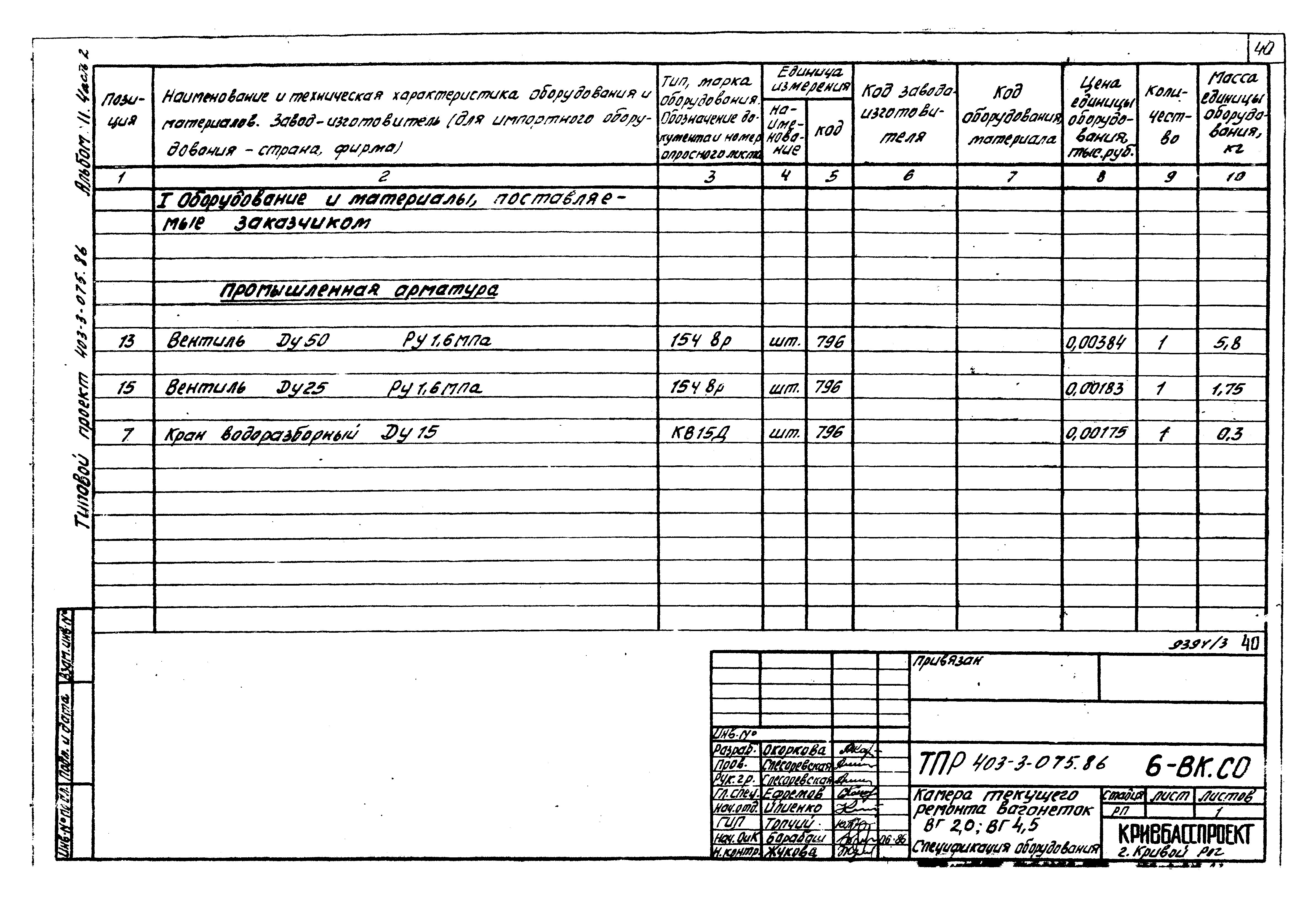 Типовые проектные решения 403-3-075.86