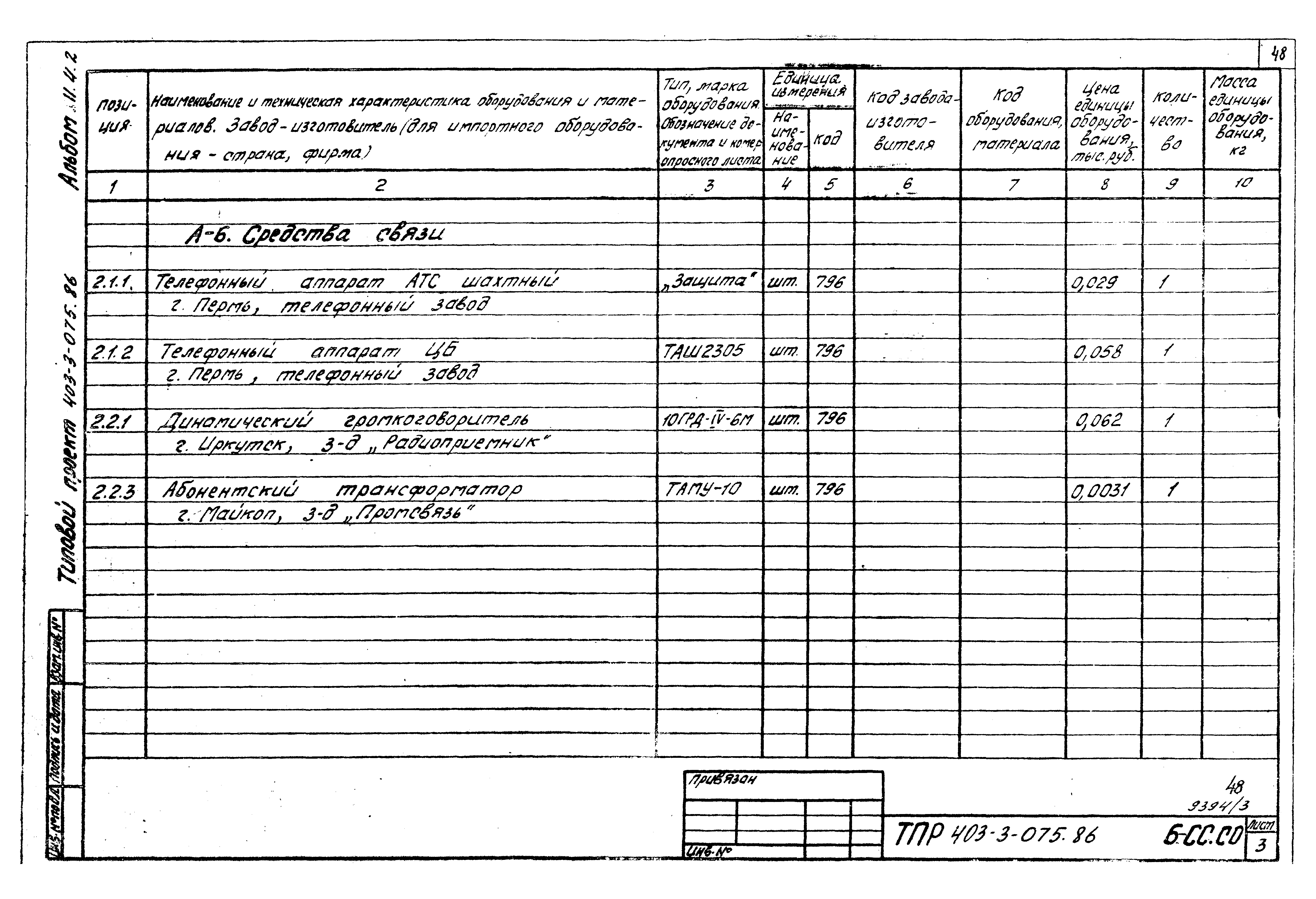 Типовые проектные решения 403-3-075.86