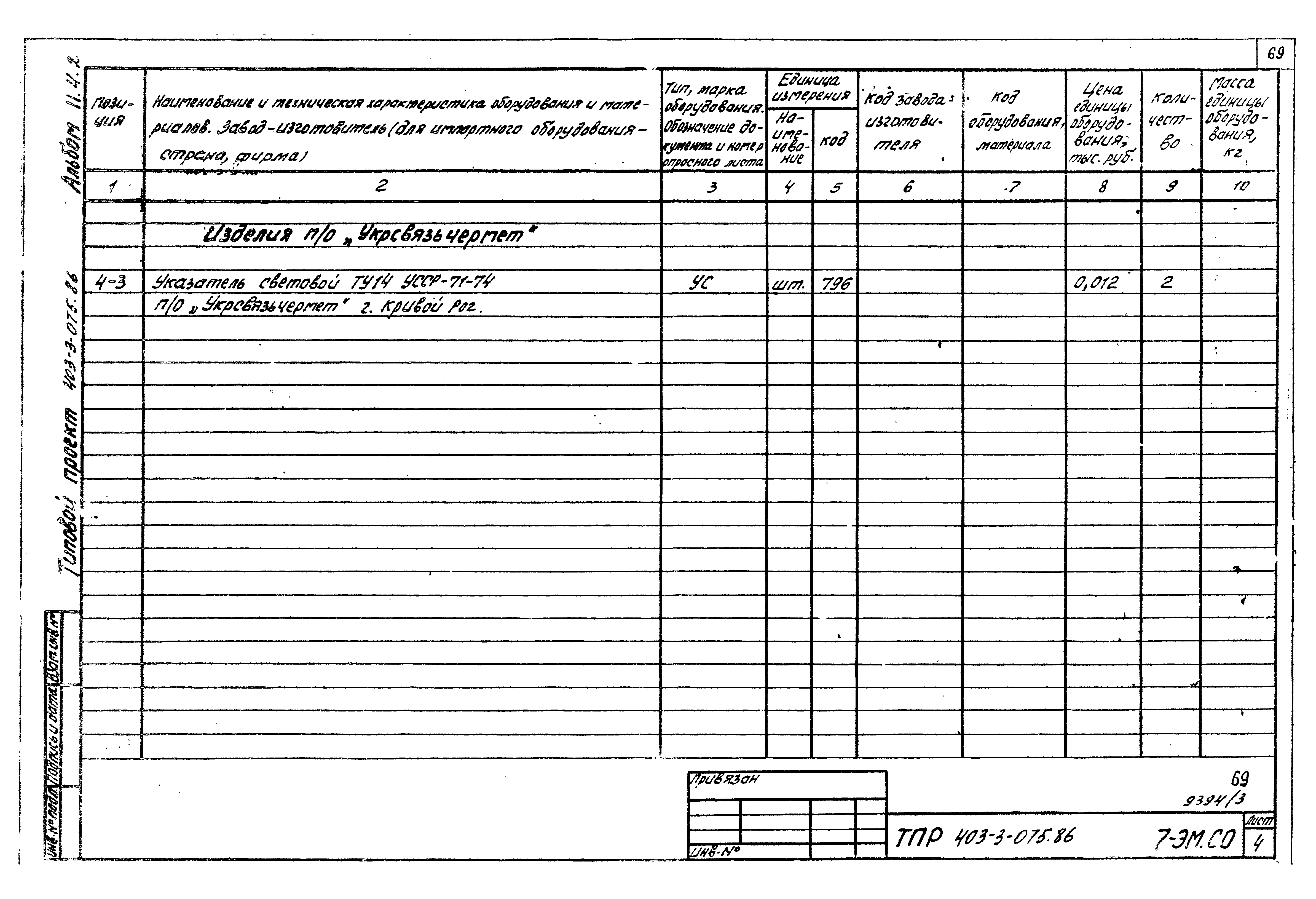 Типовые проектные решения 403-3-075.86