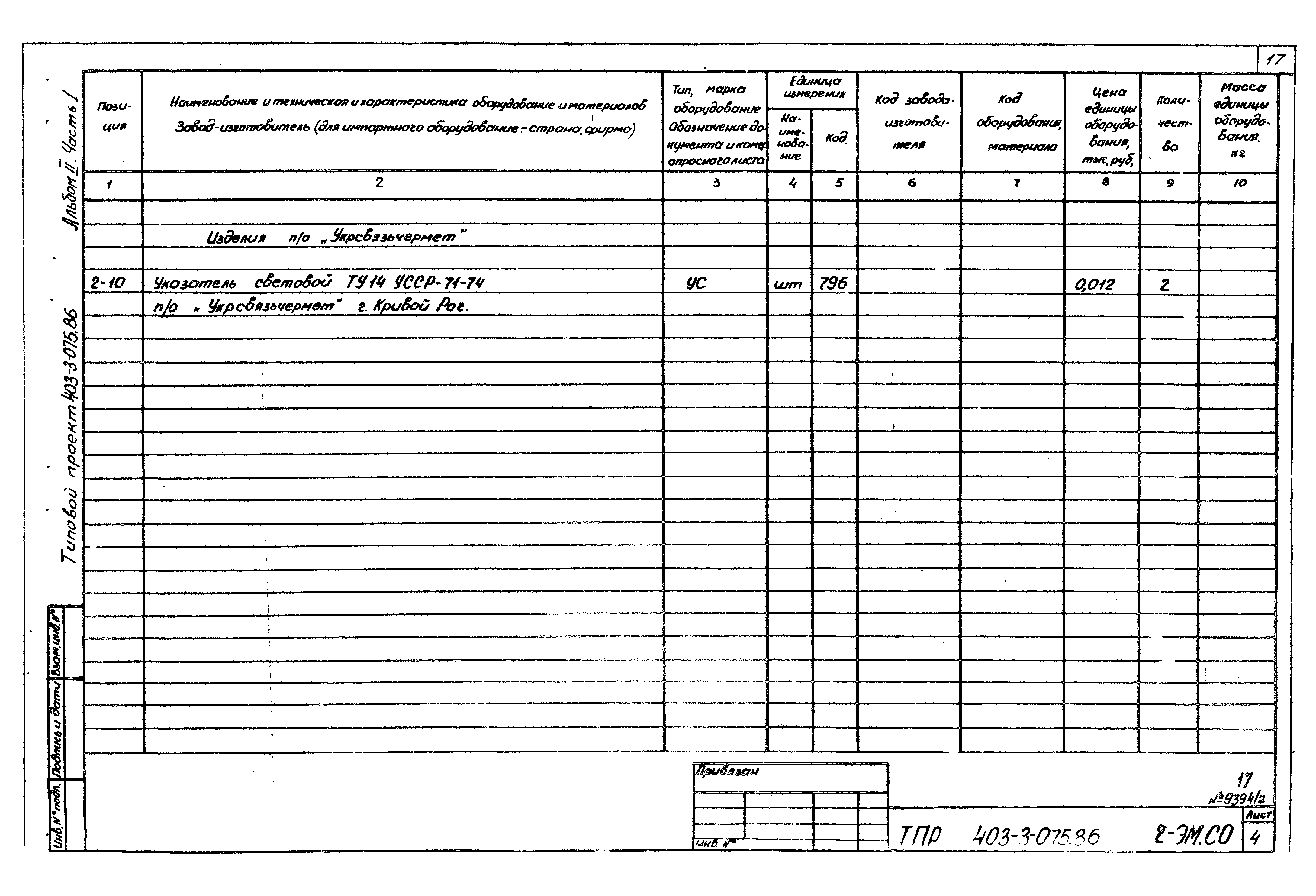 Типовые проектные решения 403-3-075.86