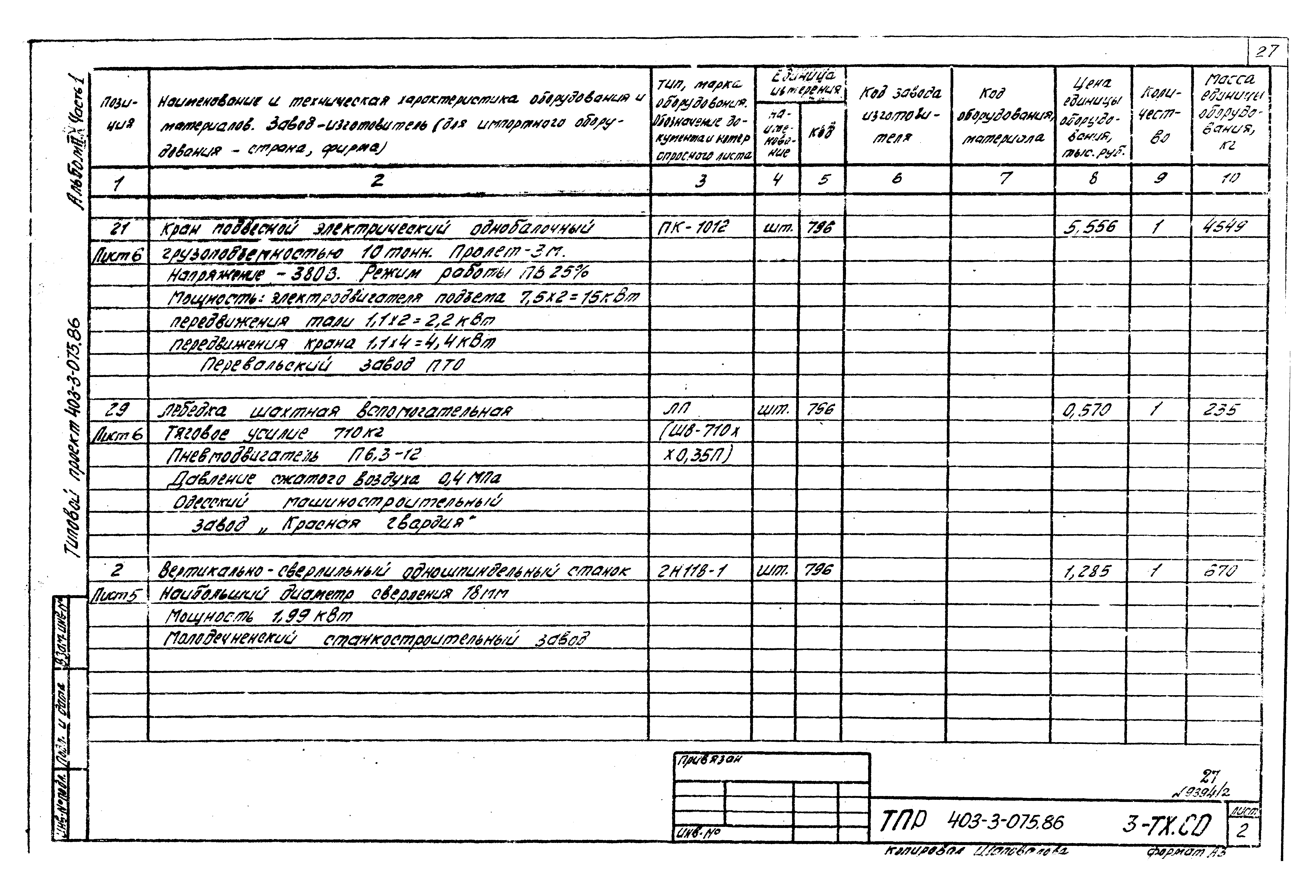 Типовые проектные решения 403-3-075.86