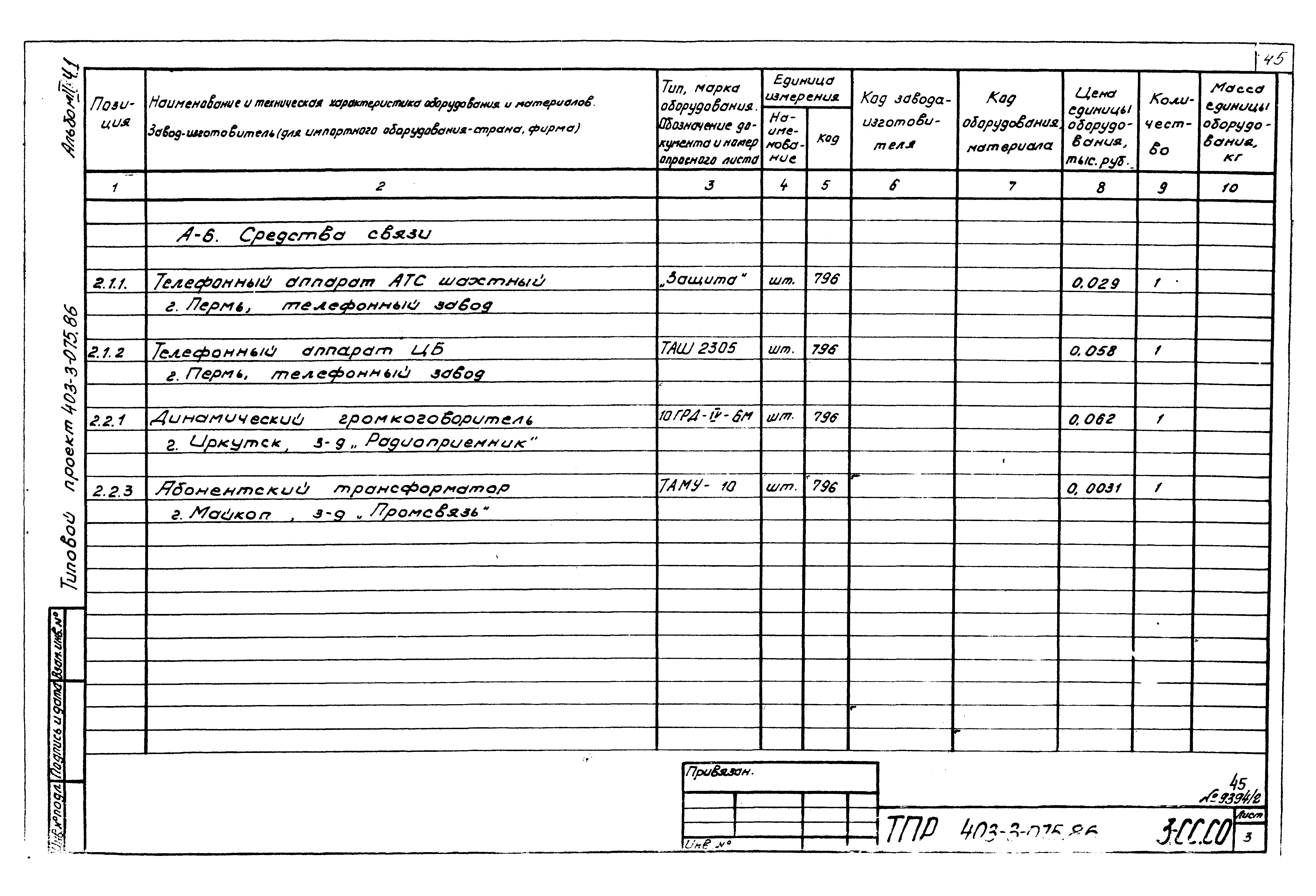 Типовые проектные решения 403-3-075.86