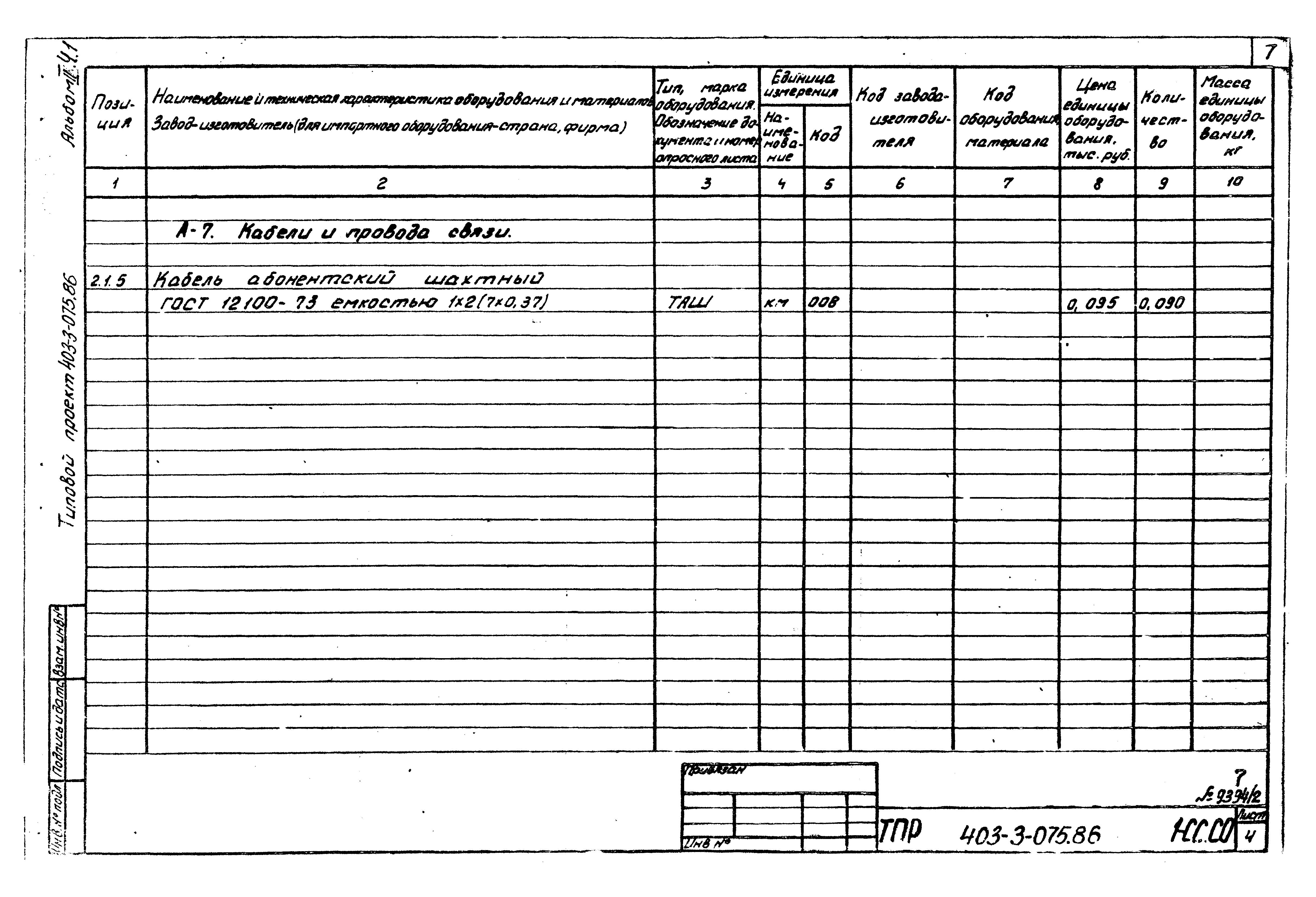 Типовые проектные решения 403-3-075.86