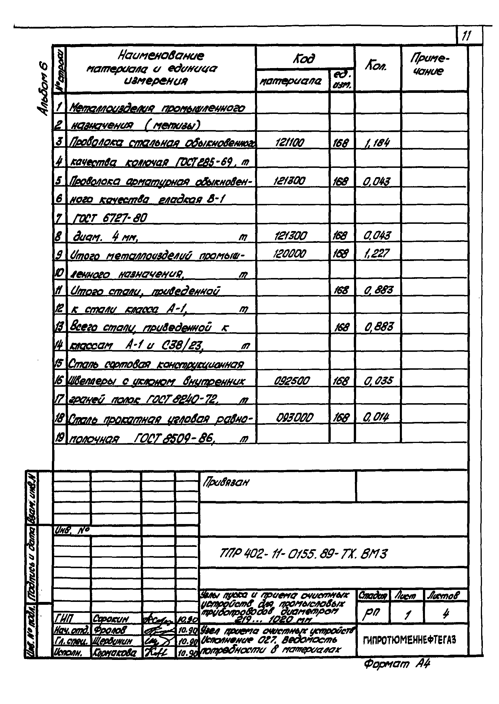 Типовые проектные решения 402-11-0155.89