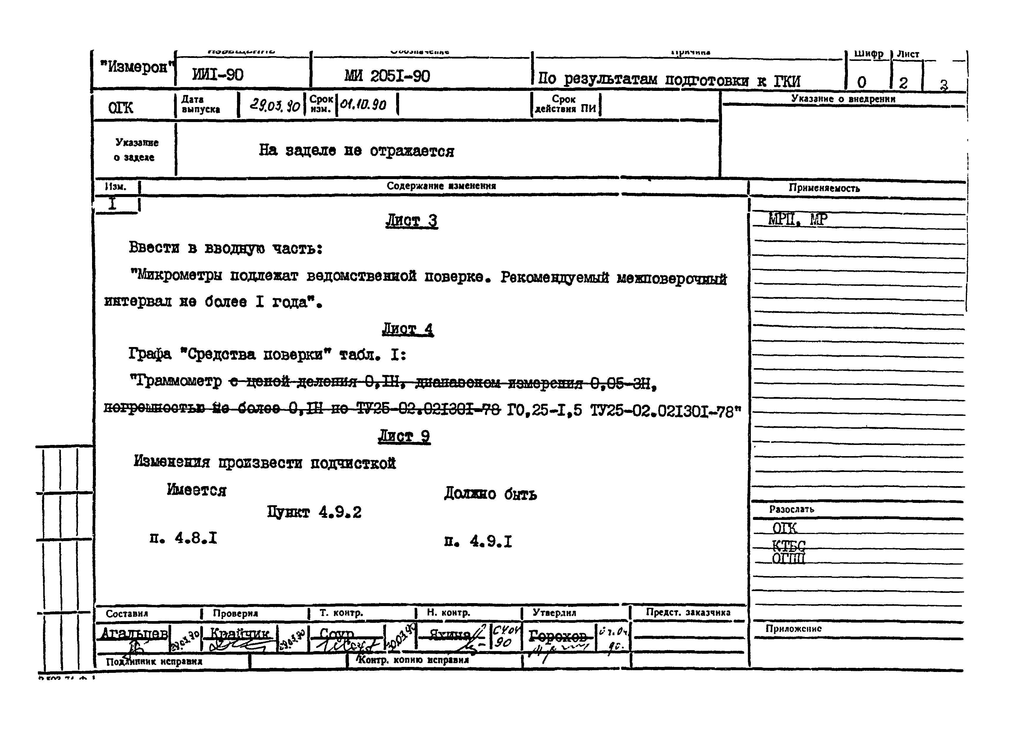 МИ 2051-90