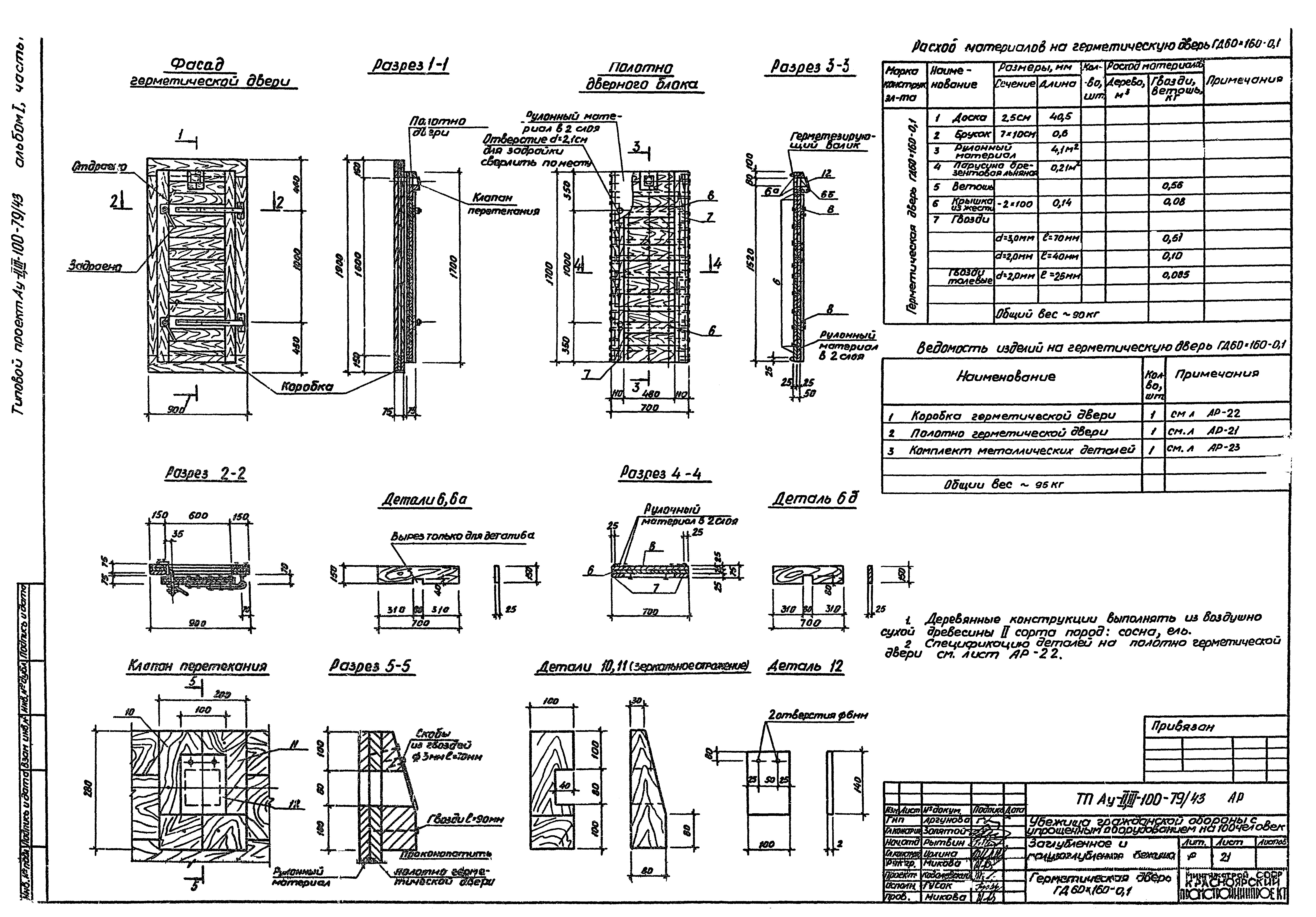 Типовой проект Ау-II,III-100-79/43