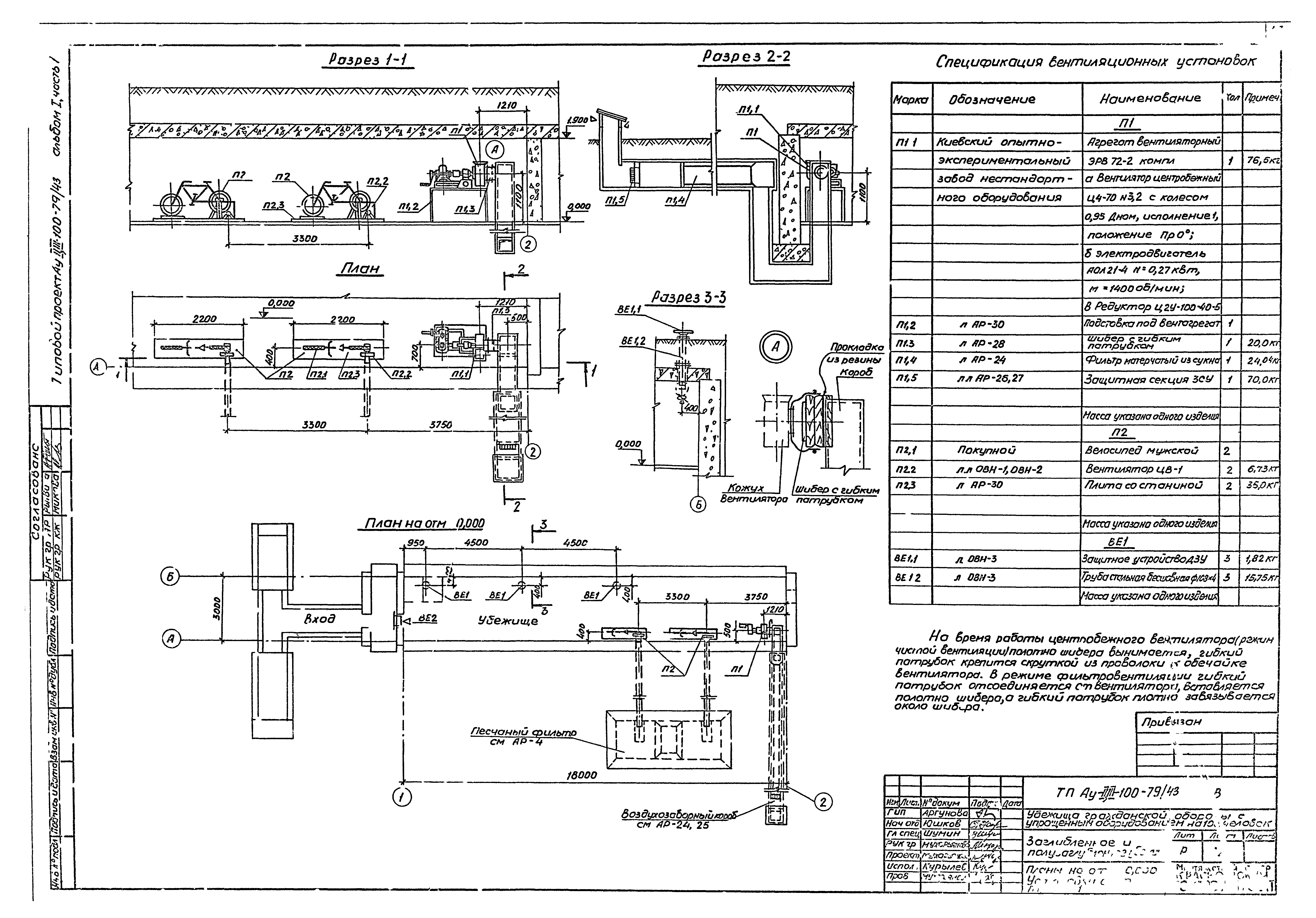 Типовой проект Ау-II,III-100-79/43