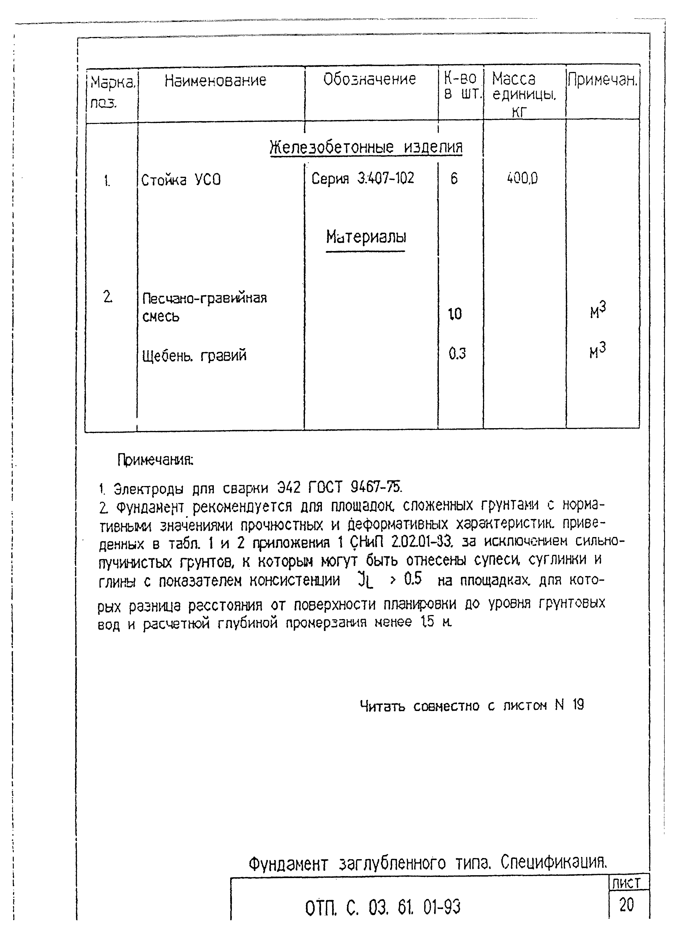 Типовой проект ОТП.С.03.61.01-93