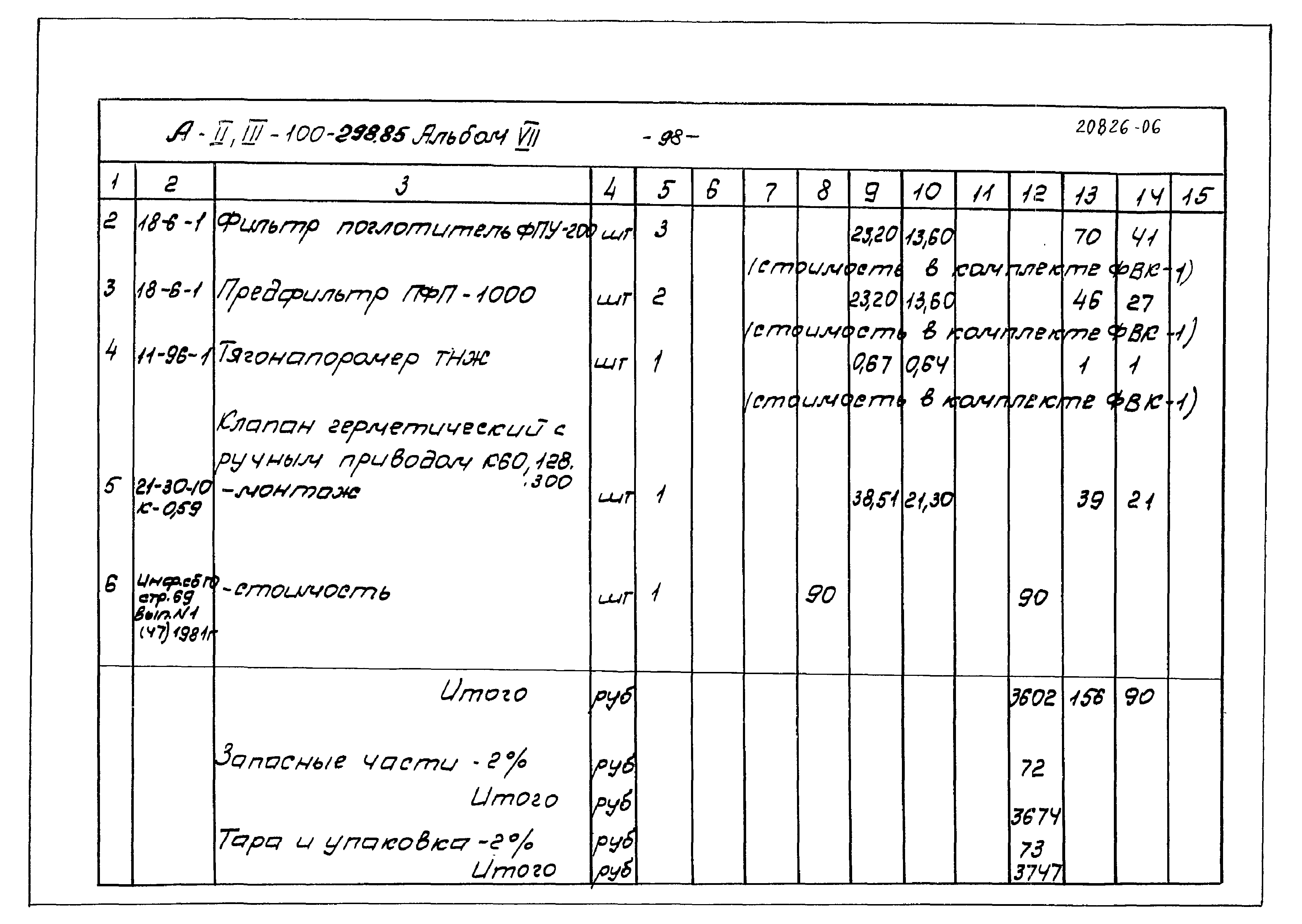 Типовой проект А-II,III-100-298.85