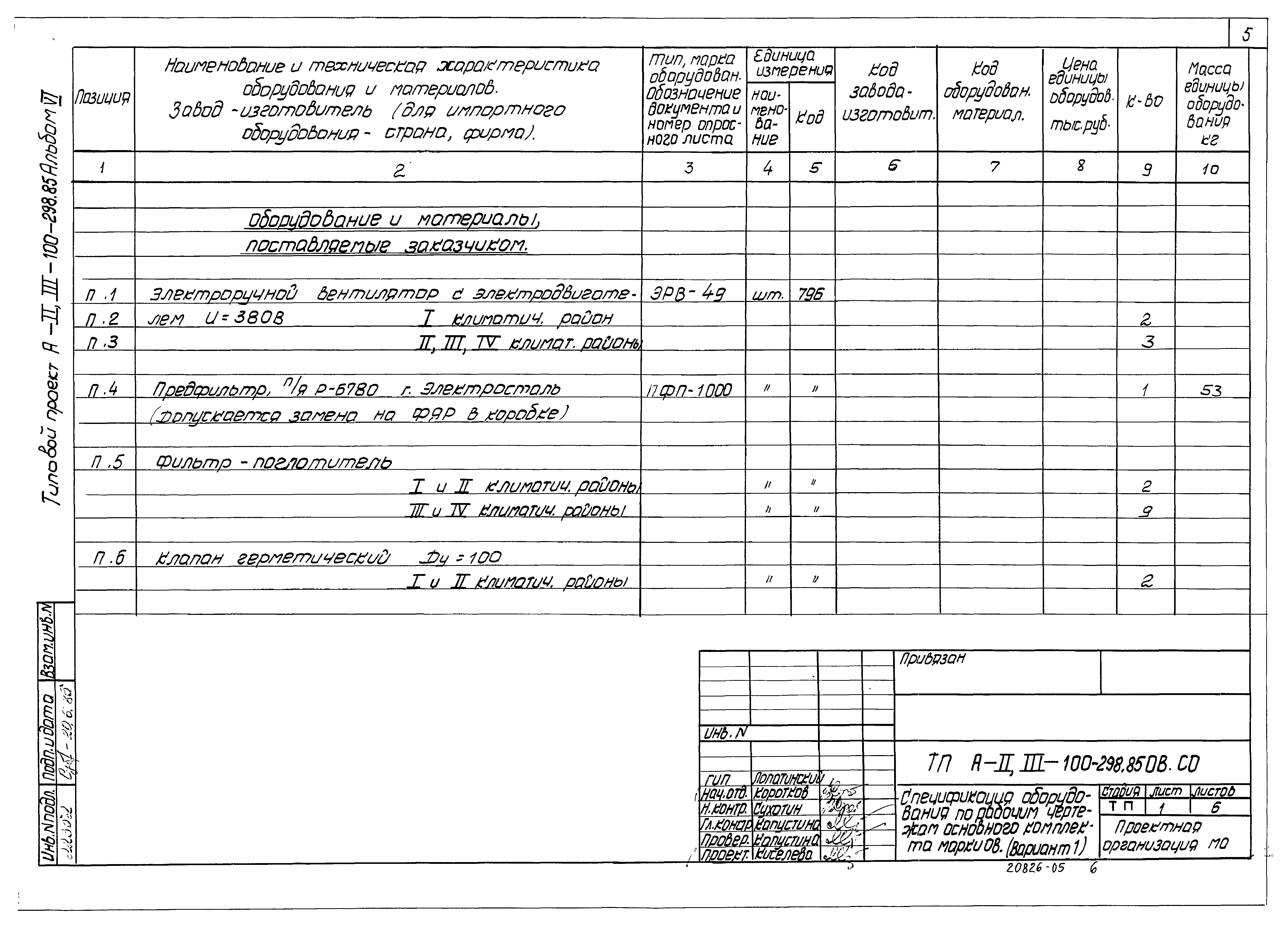 Типовой проект А-II,III-100-298.85