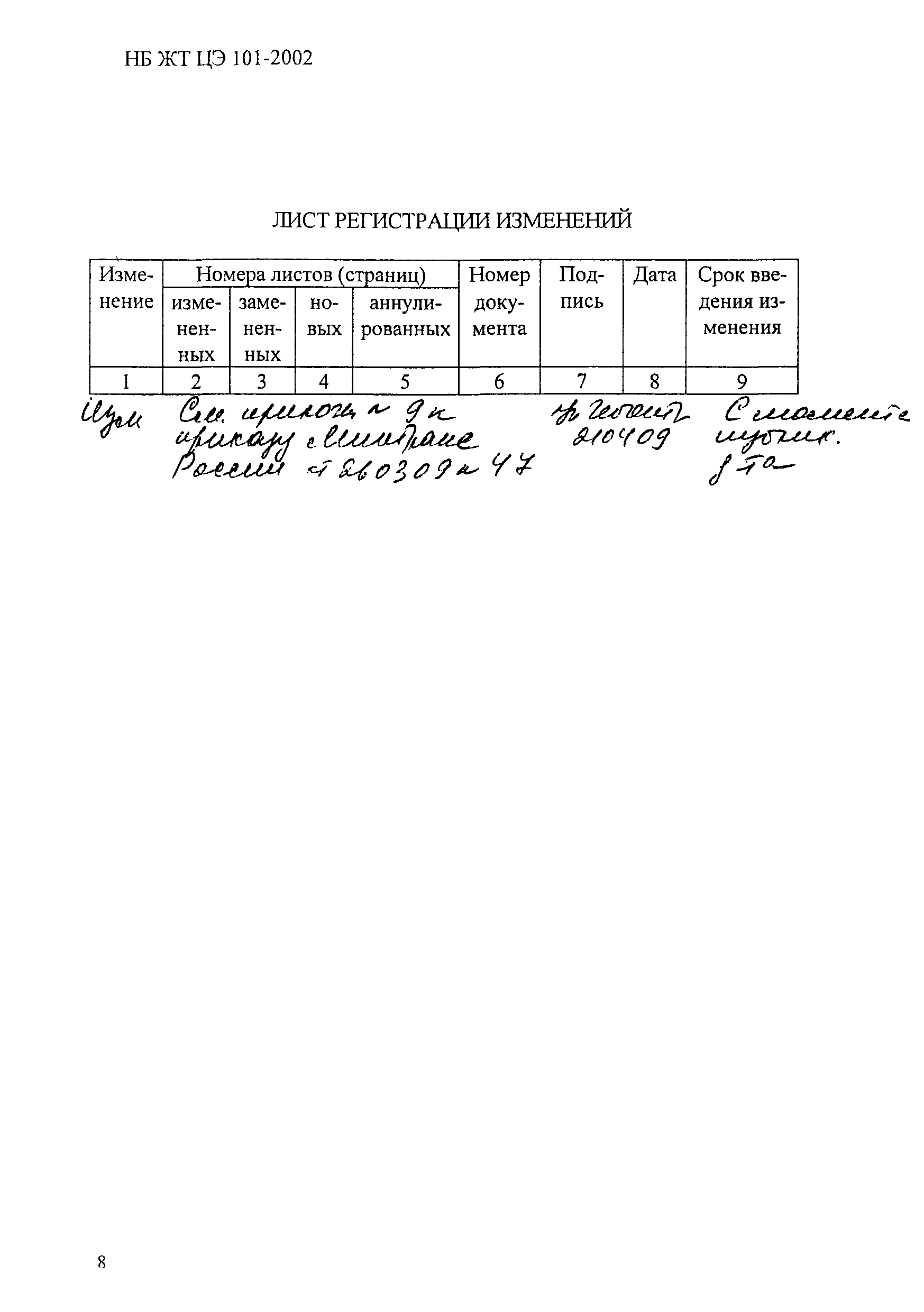 НБ ЖТ ЦЭ 101-2002