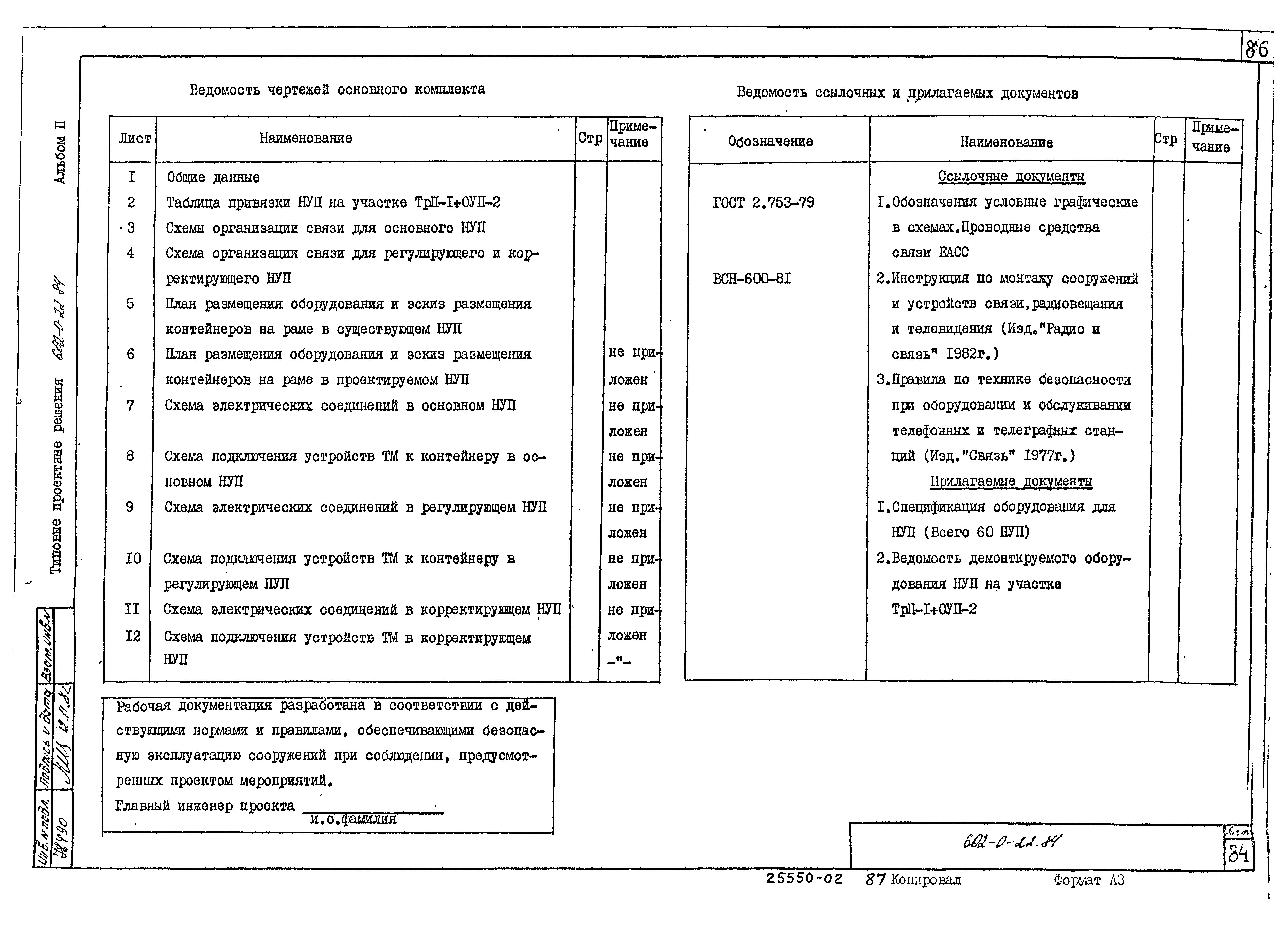 Типовые проектные решения 602-0-22.84