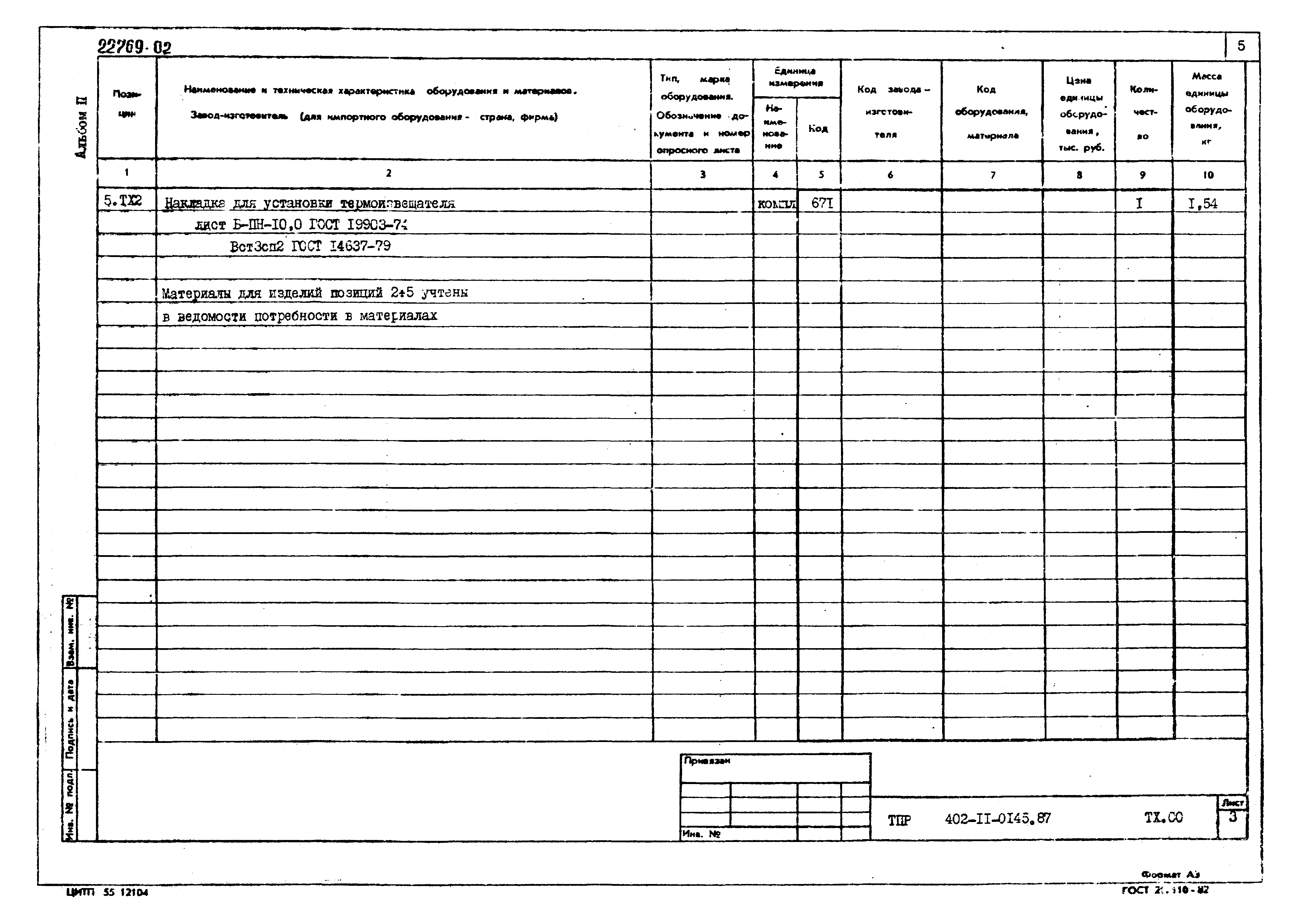 Типовые проектные решения 402-11-0145.87