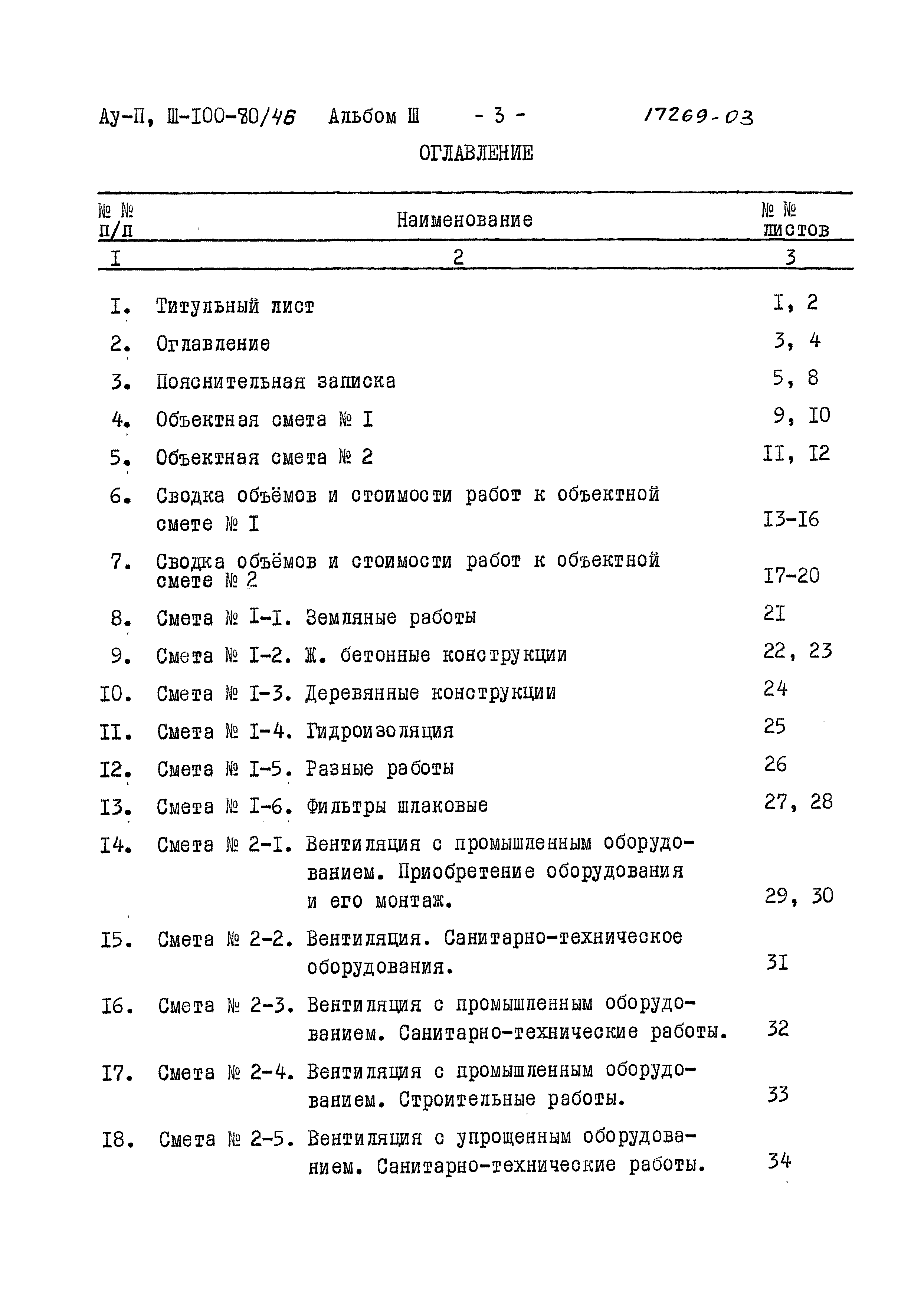 Типовой проект Ау-II,III-100-80/46