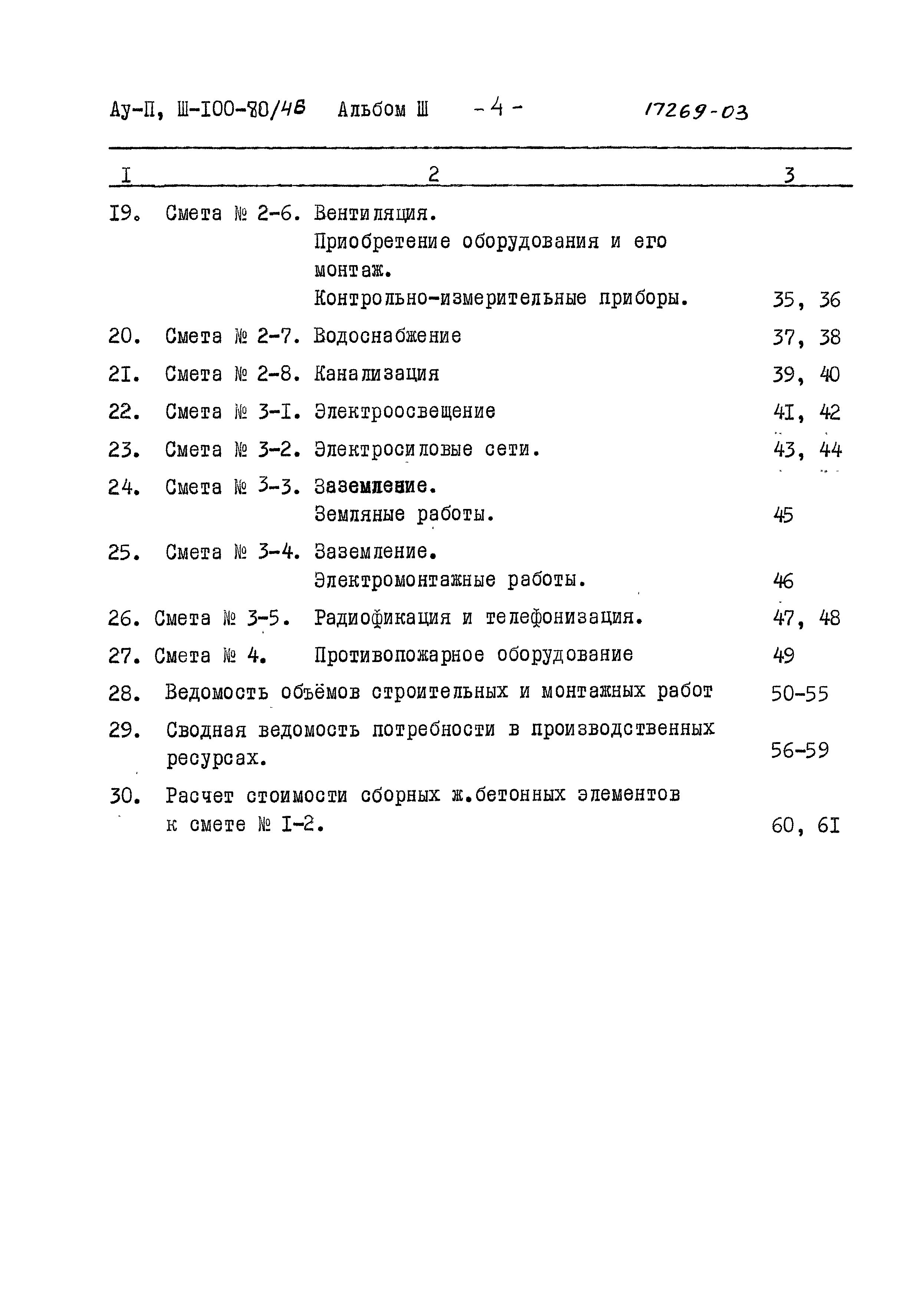 Типовой проект Ау-II,III-100-80/46