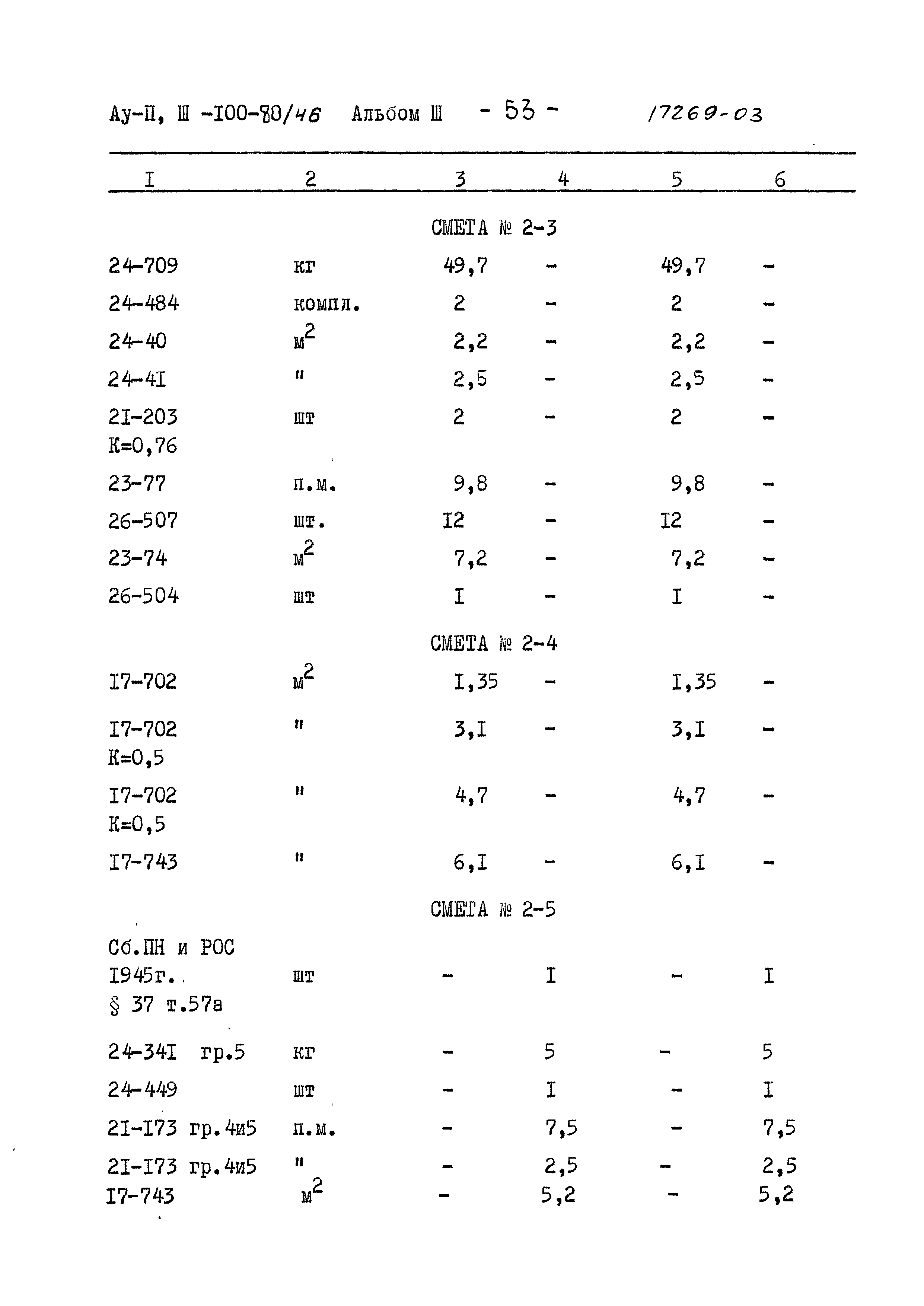 Типовой проект Ау-II,III-100-80/46