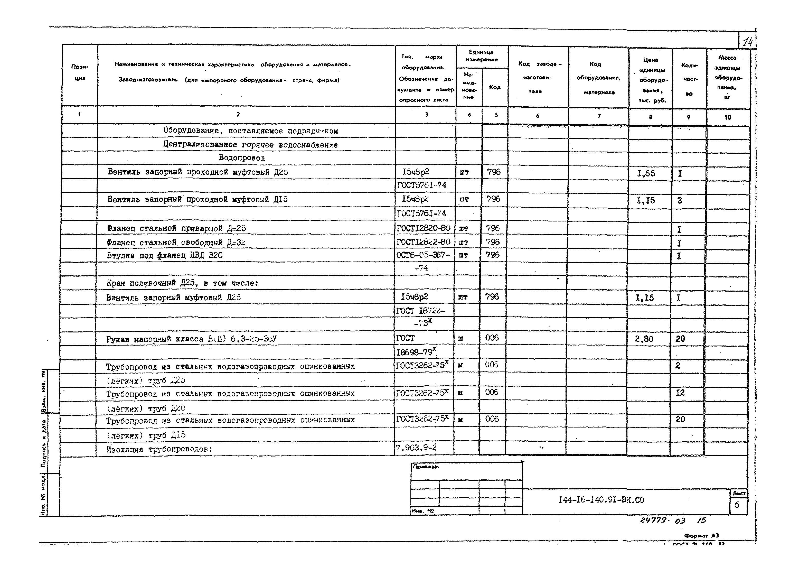 Типовой проект 144-16-140.91